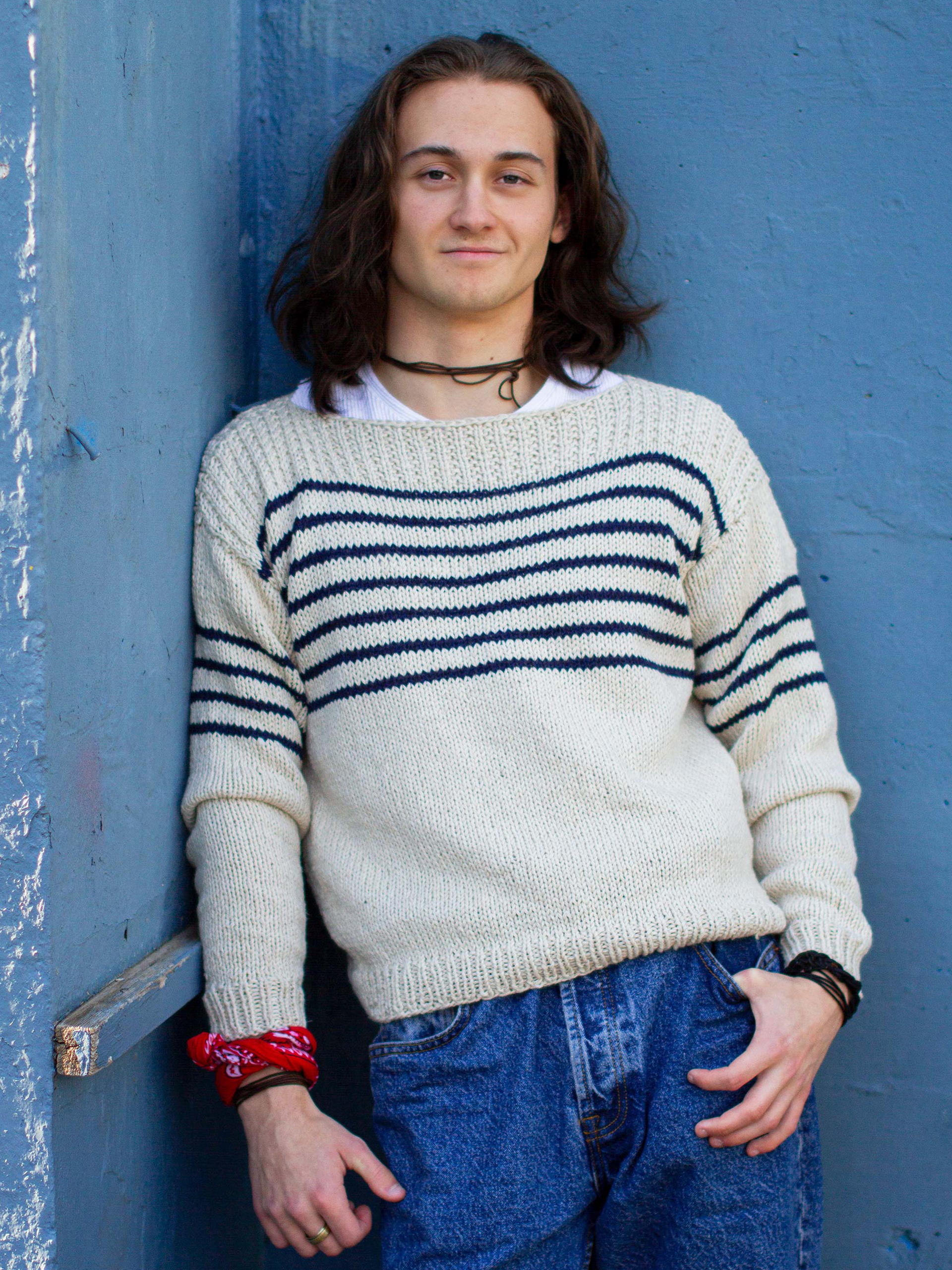 PAUL sweater lys beige/marine