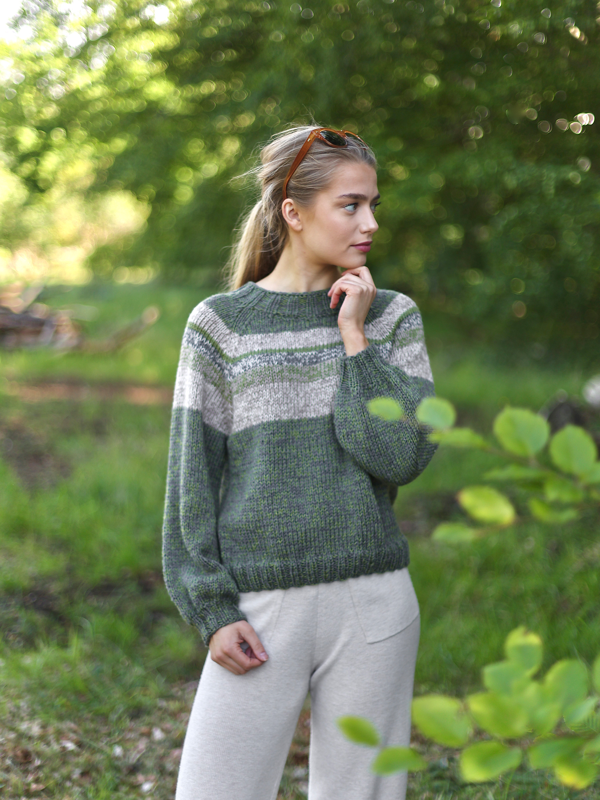 RAW sweater grøn/beige