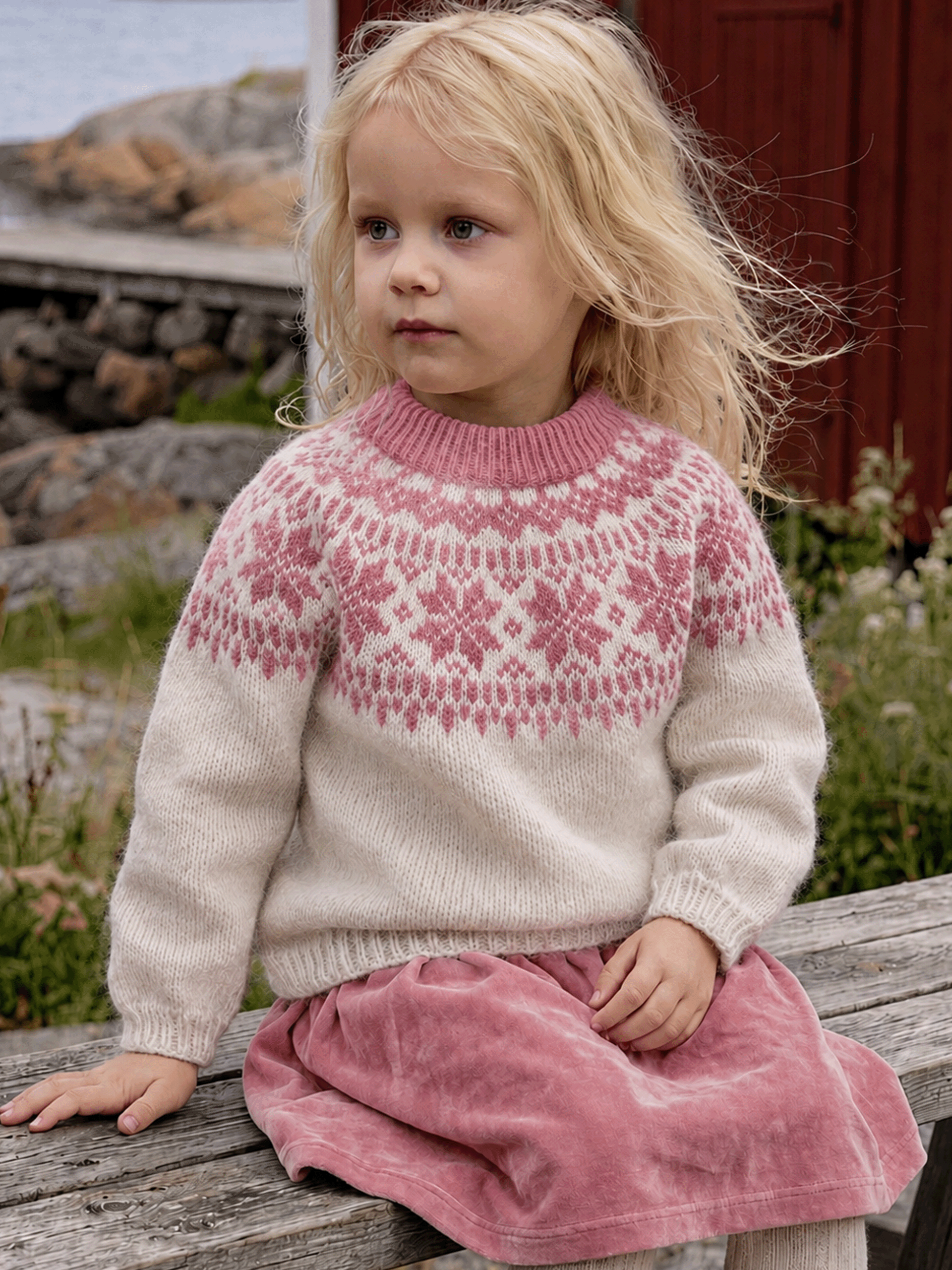 621MS-27f Chunky selbu sweater mini (Dream)