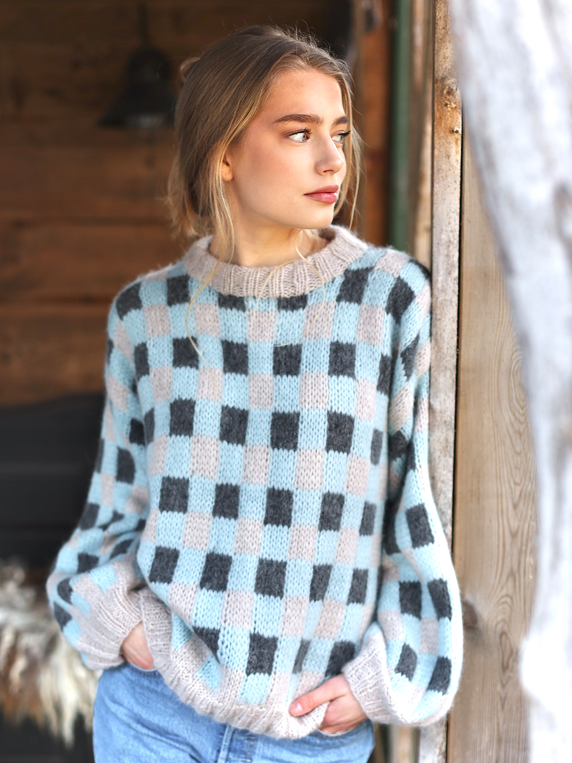 RUT sweater sand/lys petrol