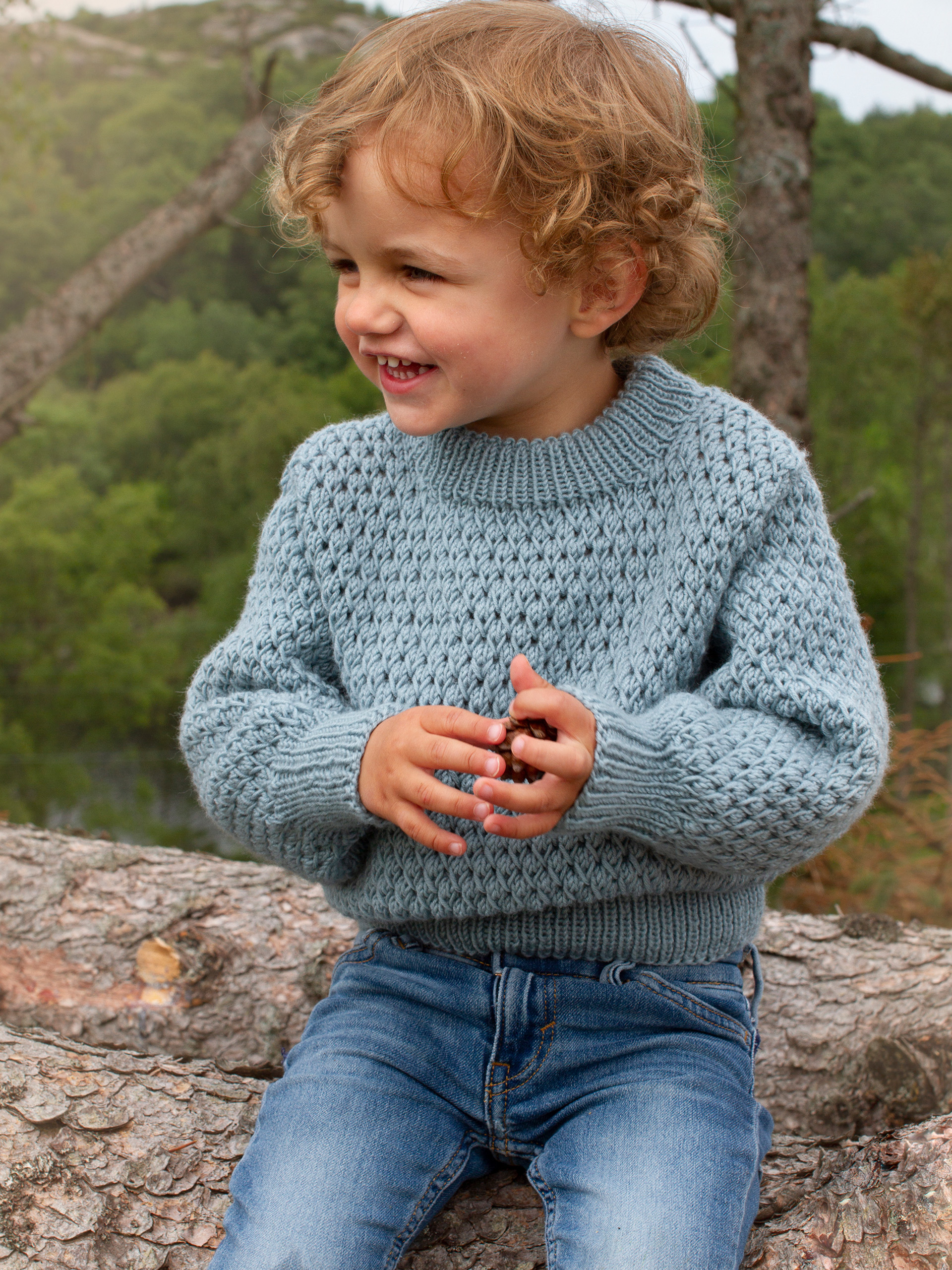 STAVA sweater ensfarvet lys petrol