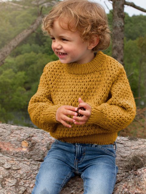 STAVA sweater ensfarvet gullgul