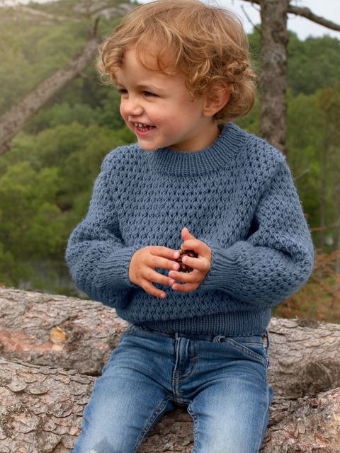 STAVA sweater ensfarvet denim