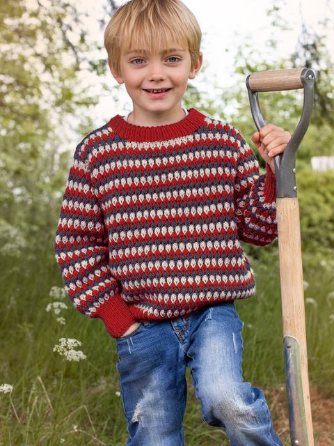 STAVA sweater striber rød