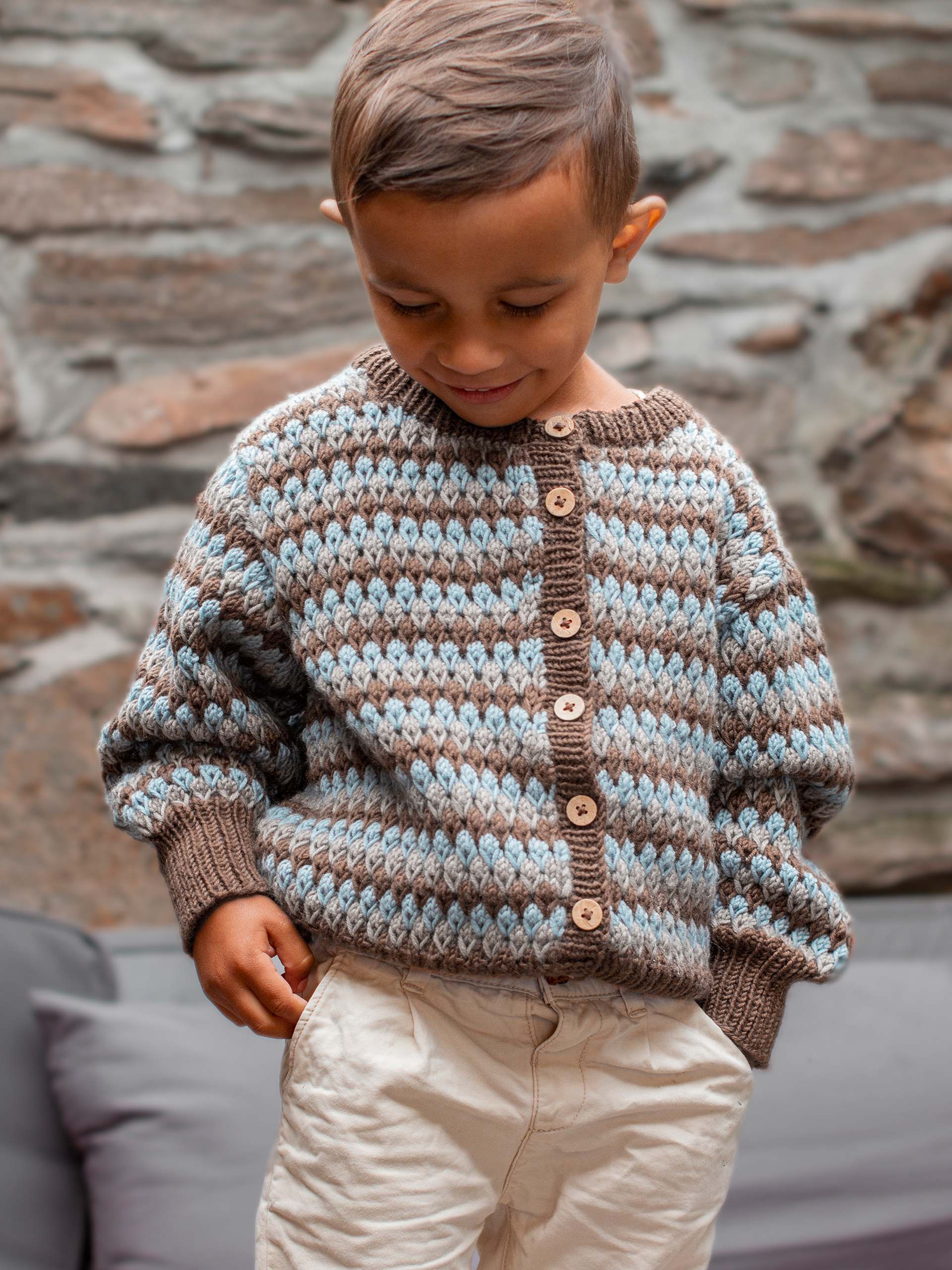 STAVA jakke striber brunmelert