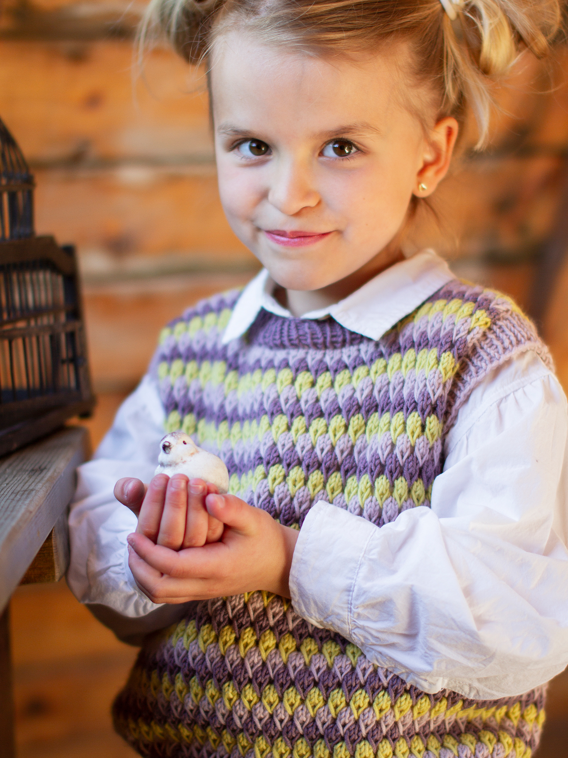 STAVA vest dus grålilla/gul