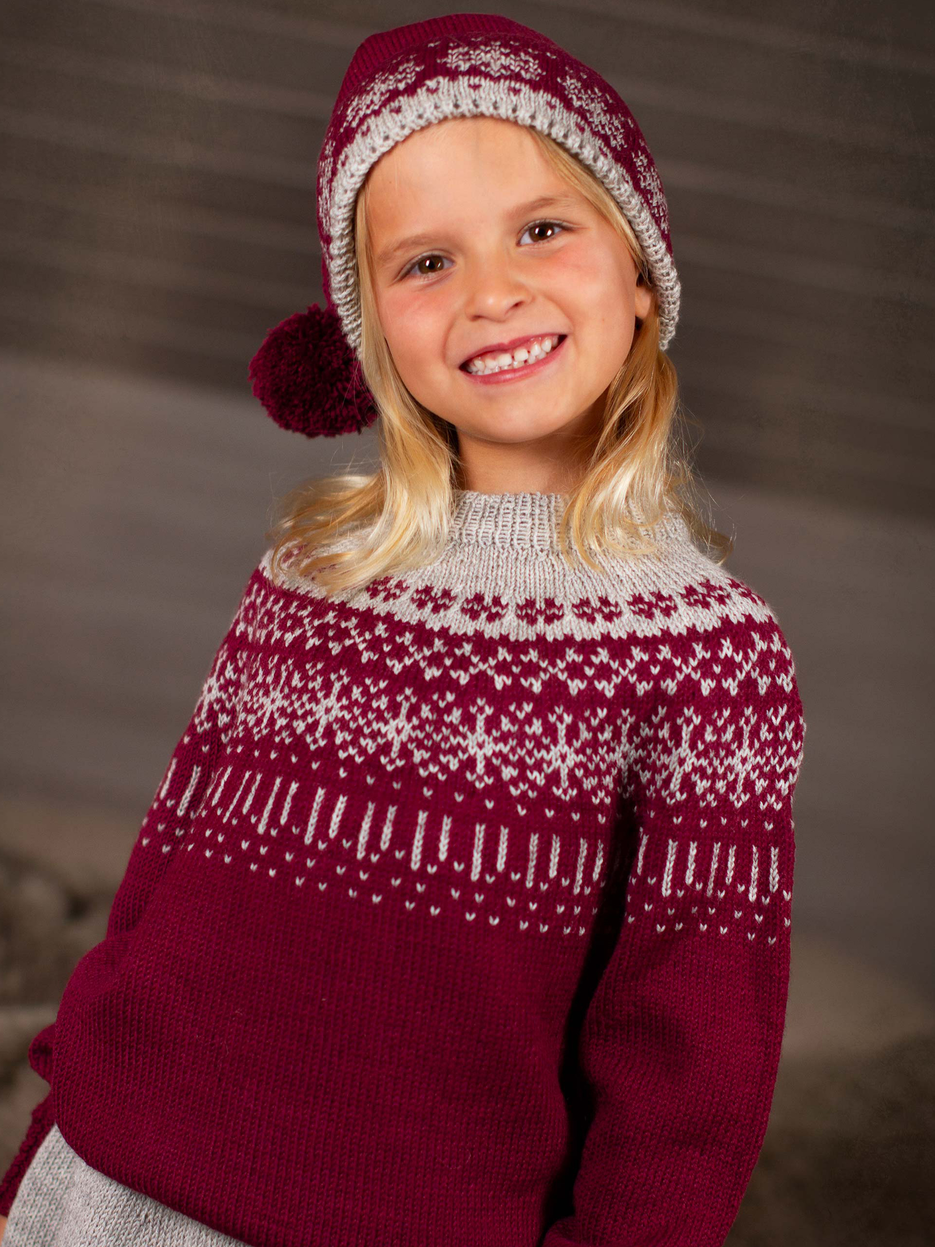 STJERNESKUD sweater børn burgunder/grå