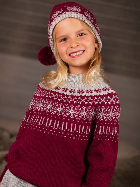 STJERNESKUD sweater børn burgunder/grå