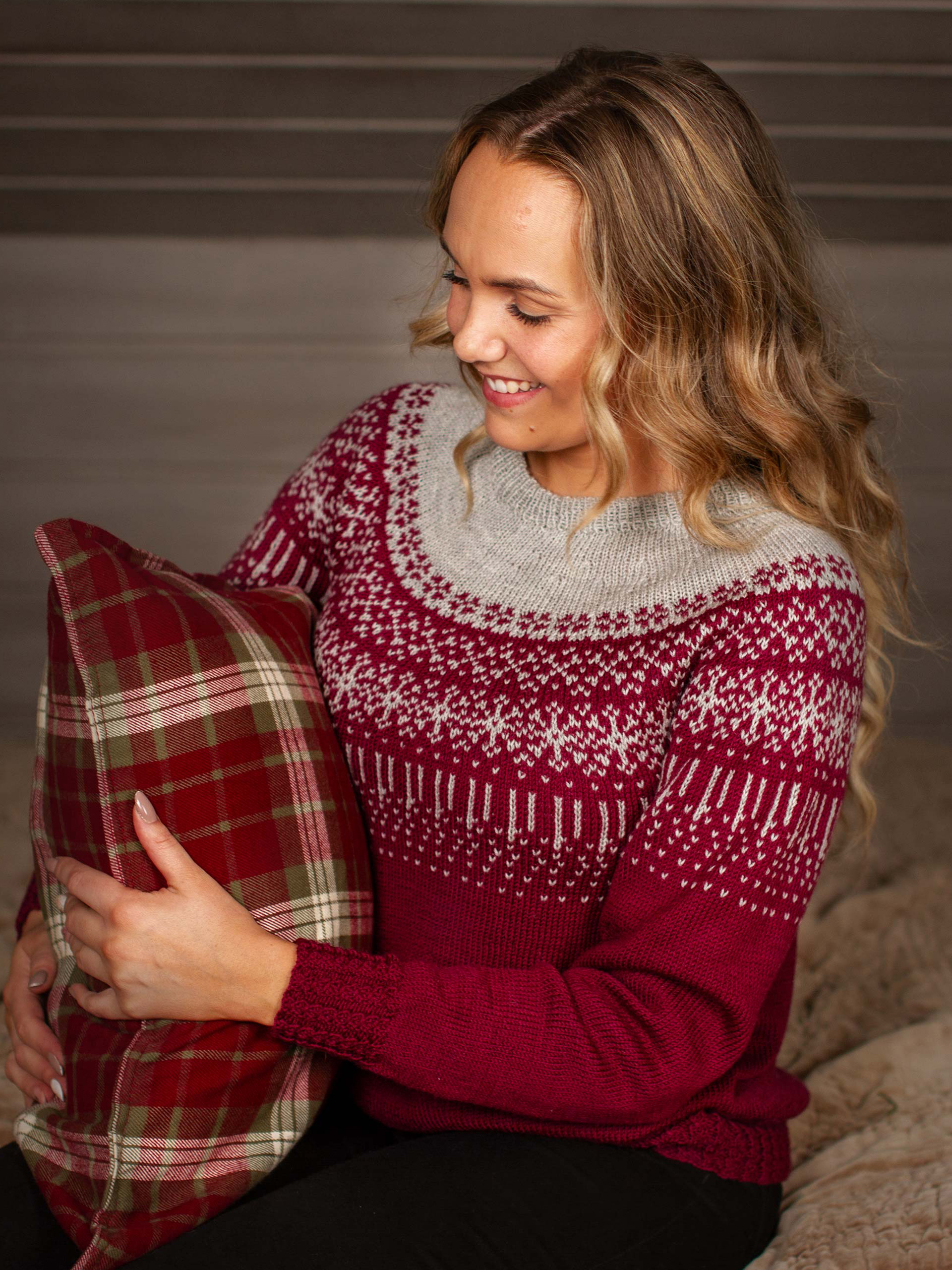 STJERNESKUD sweater burgunder/grå