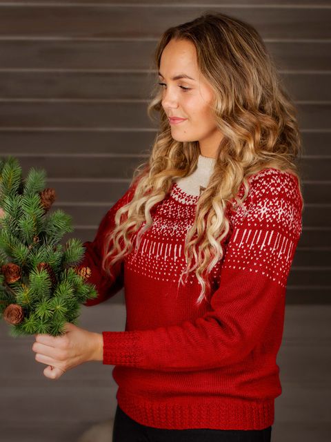 STJERNESKUDD genser rød-kitt (Woolevo)