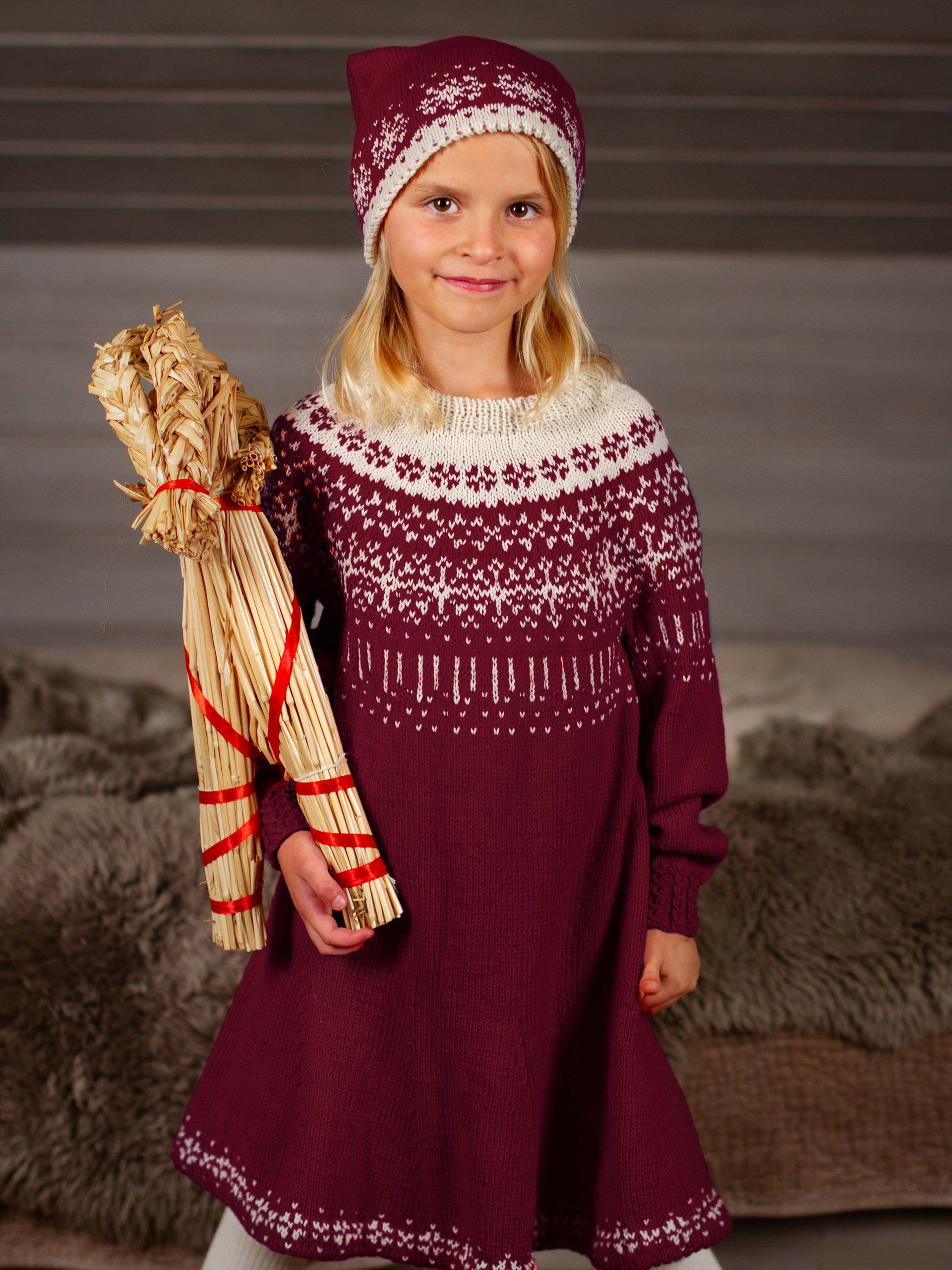 STJERNESKUDD kjole burgunder-kitt (Woolevo)