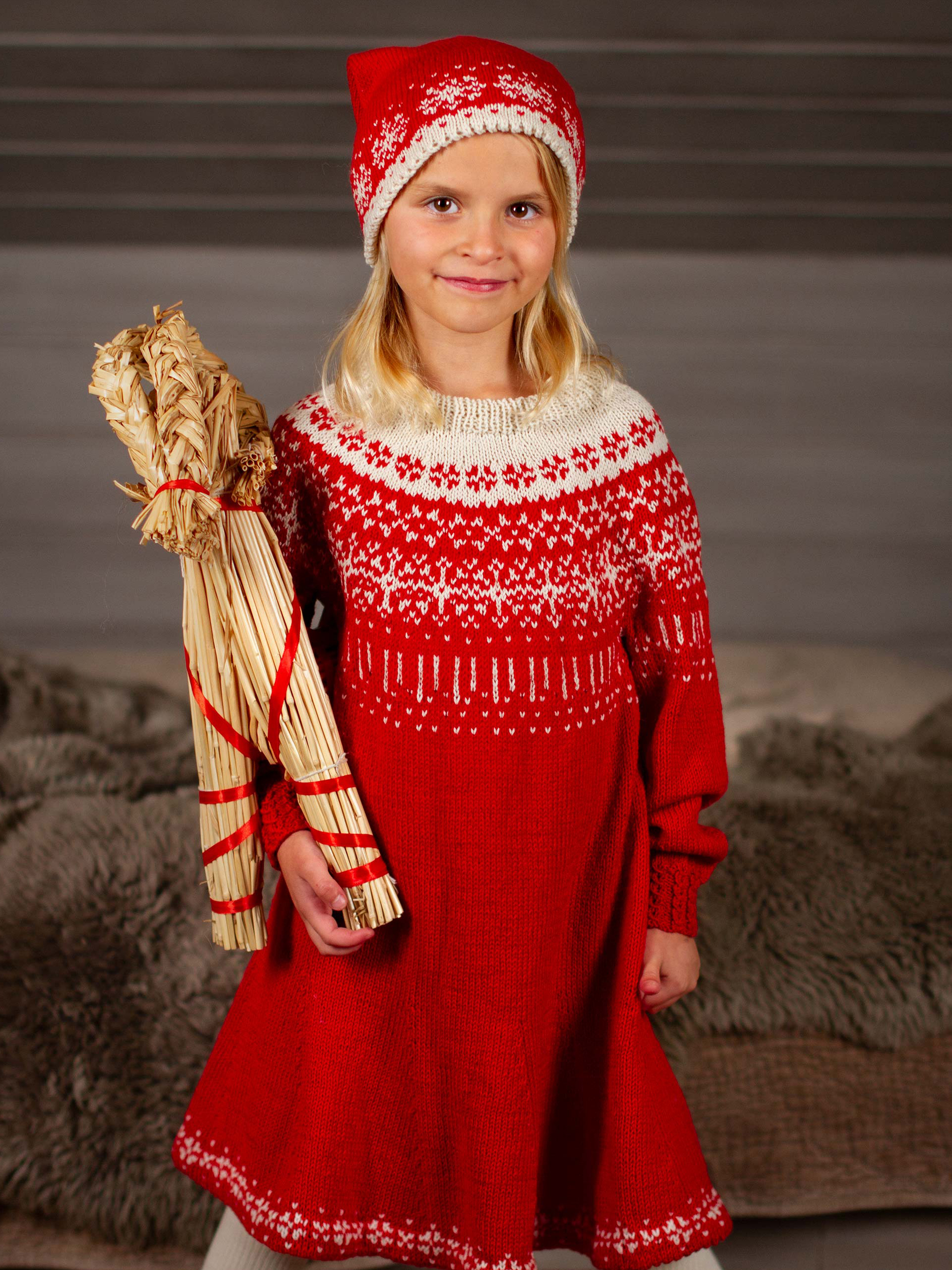 STJERNESKUD kjole rød/kitt