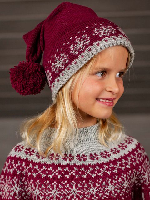 STJERNESKUD nissehue burgunder/grå