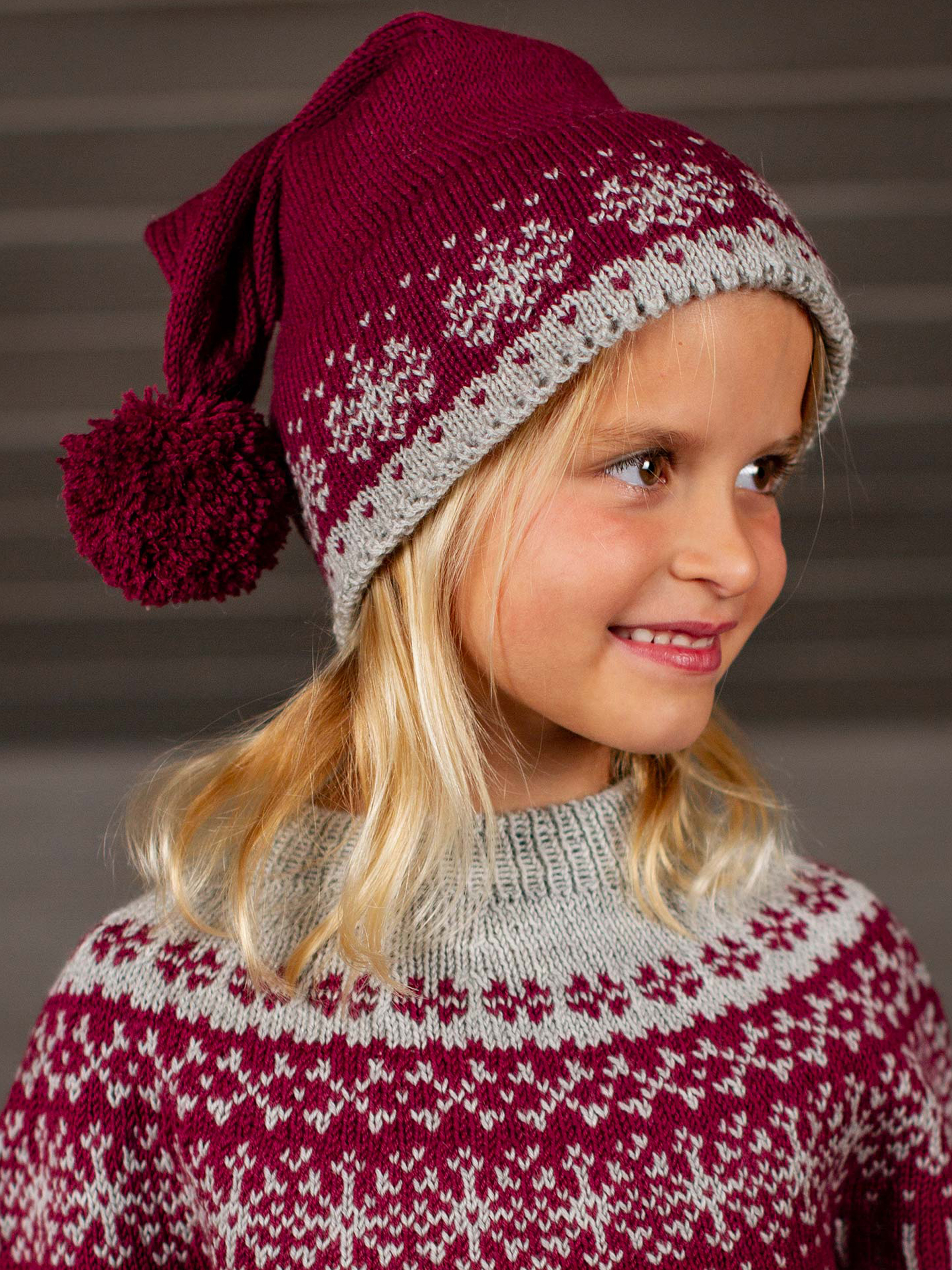 STJERNESKUDD lue burgunder-grå (Woolevo)