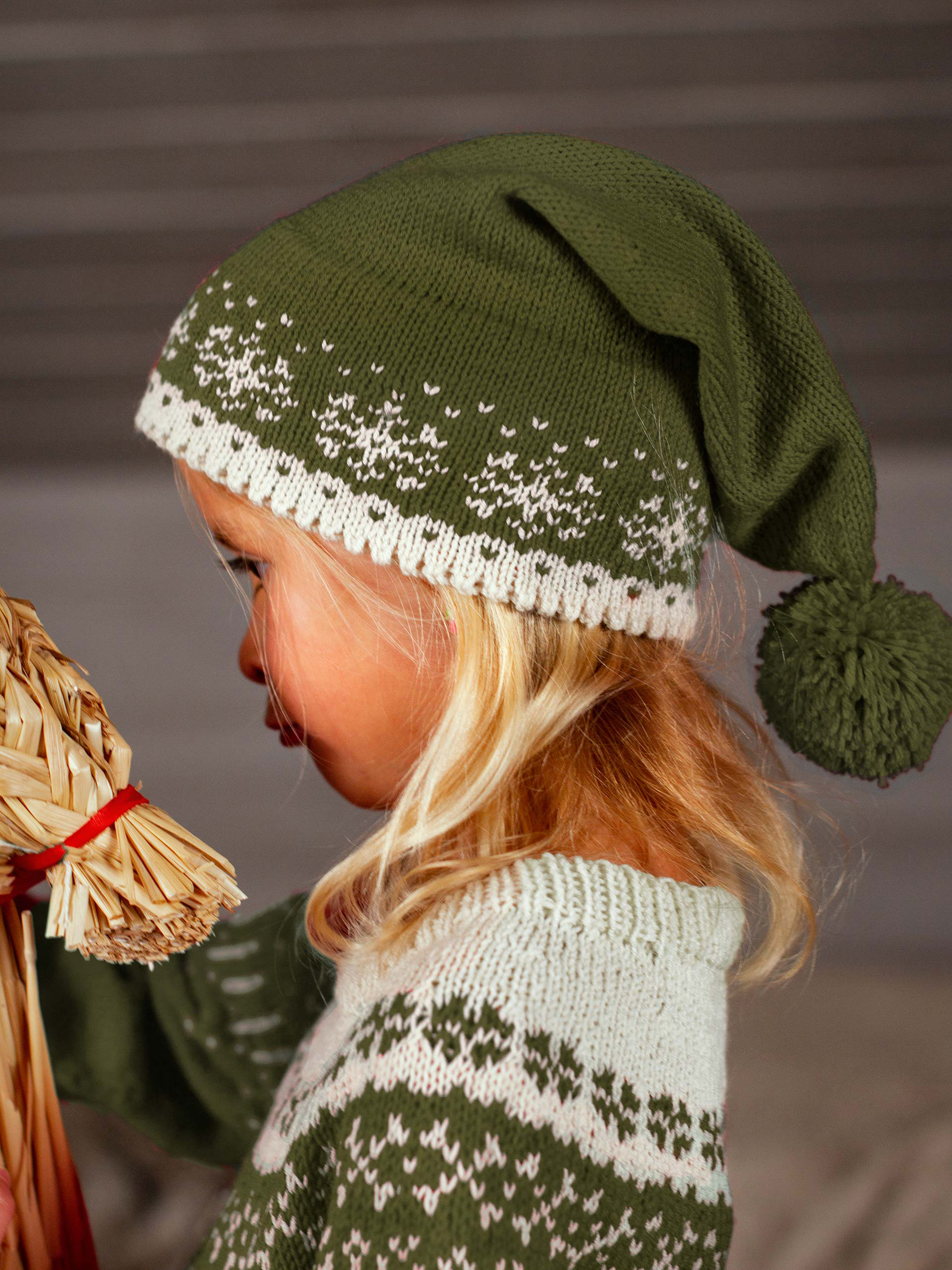 STJERNESKUD nissehue oliven/kitt