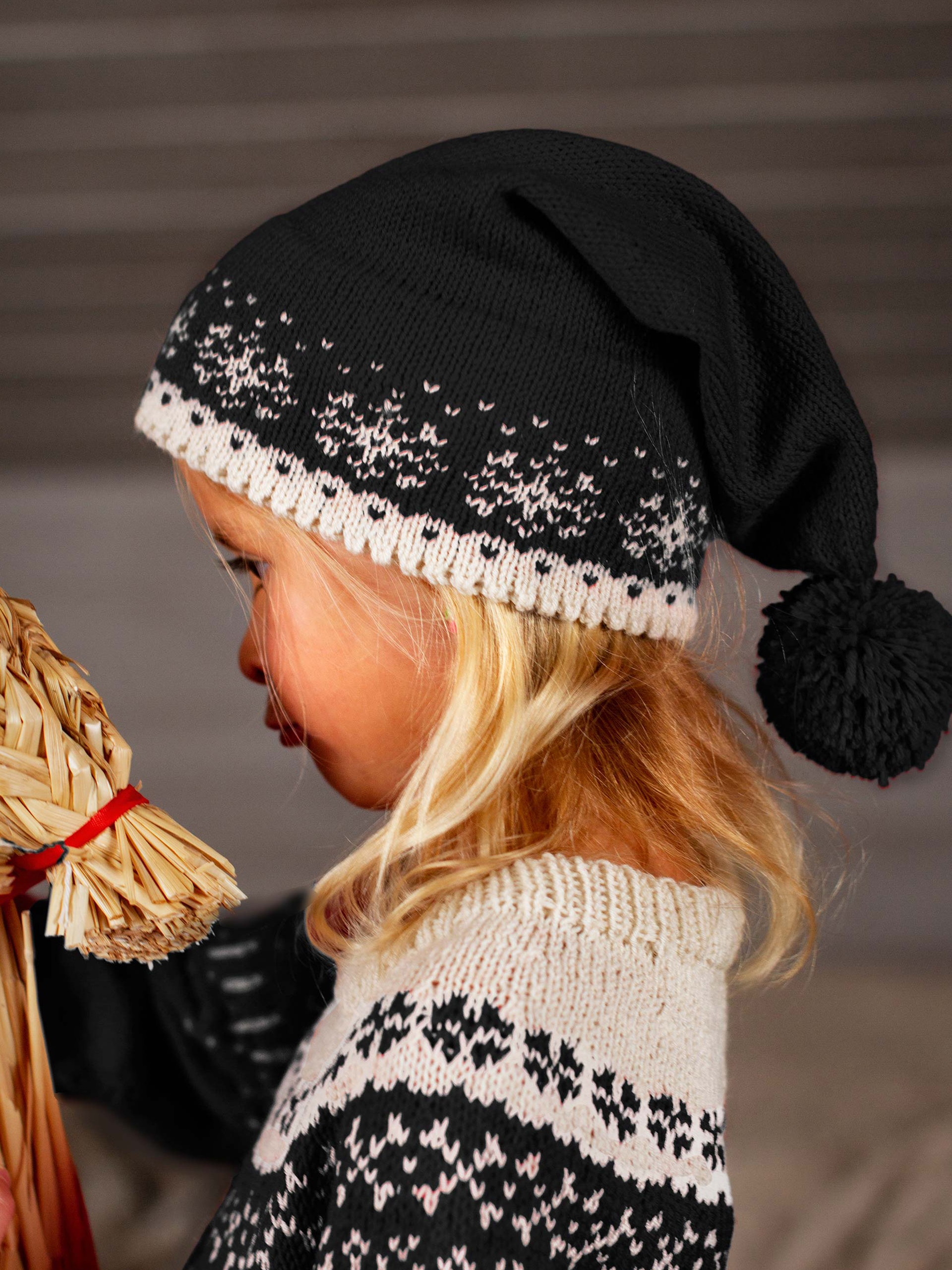 STJERNESKUD nissehue sort/kitt