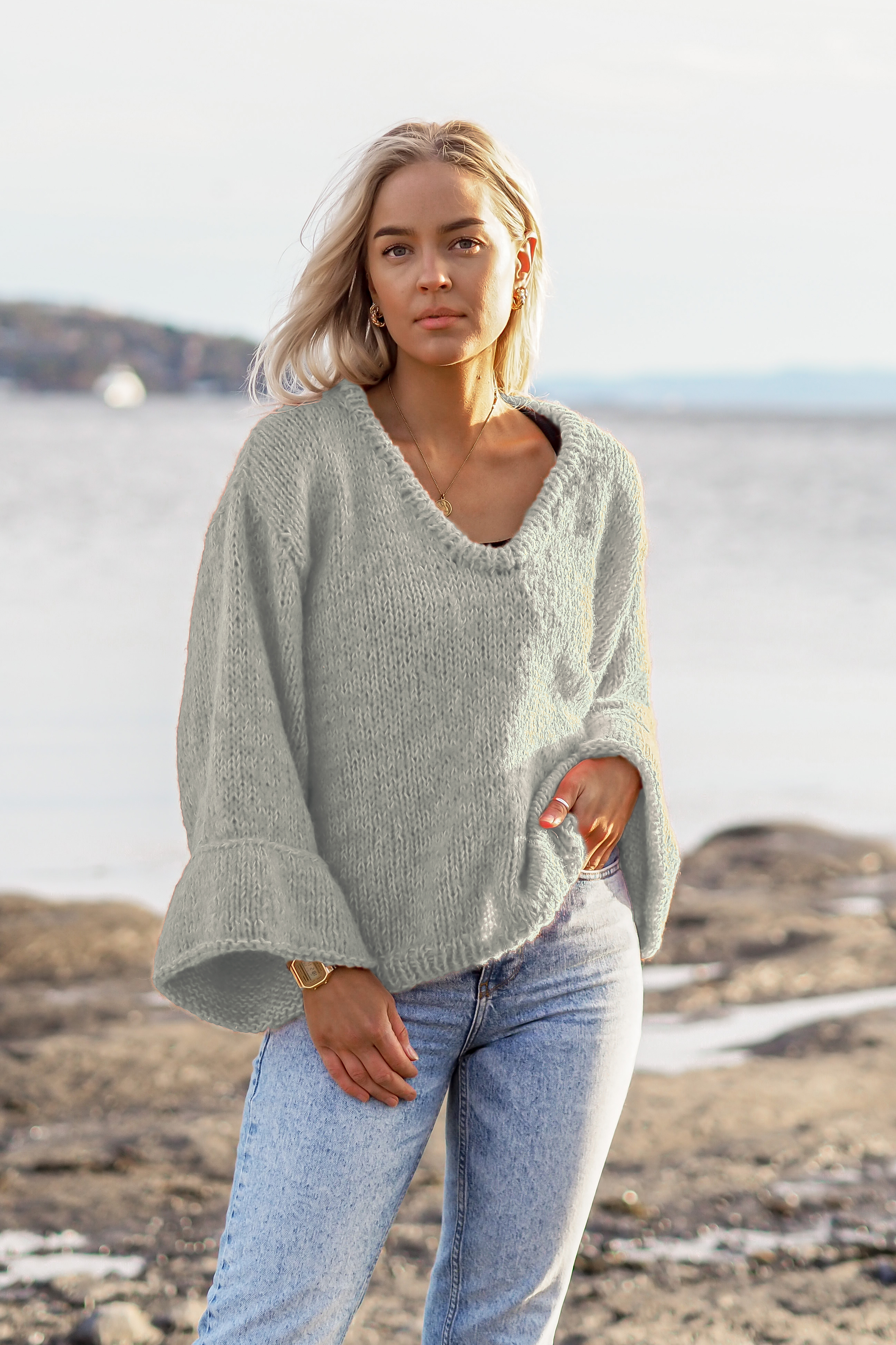 TAGETES sweater dus grågrøn