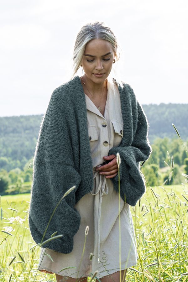 THE BASIC cardigan grågrønn