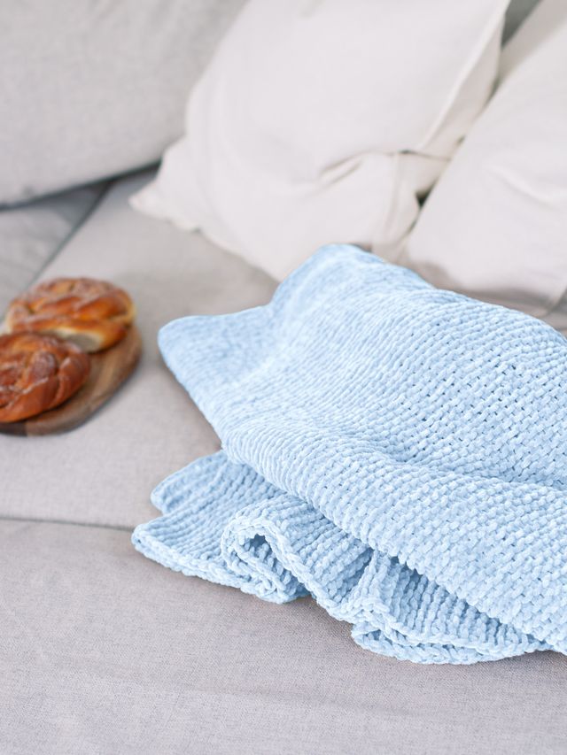 24024-B Velvet touch teppe - Lys blå