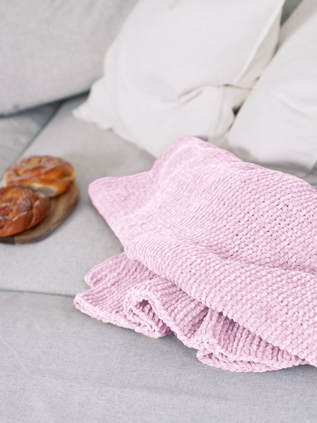 24024-B Velvet touch teppe - Lys rosa