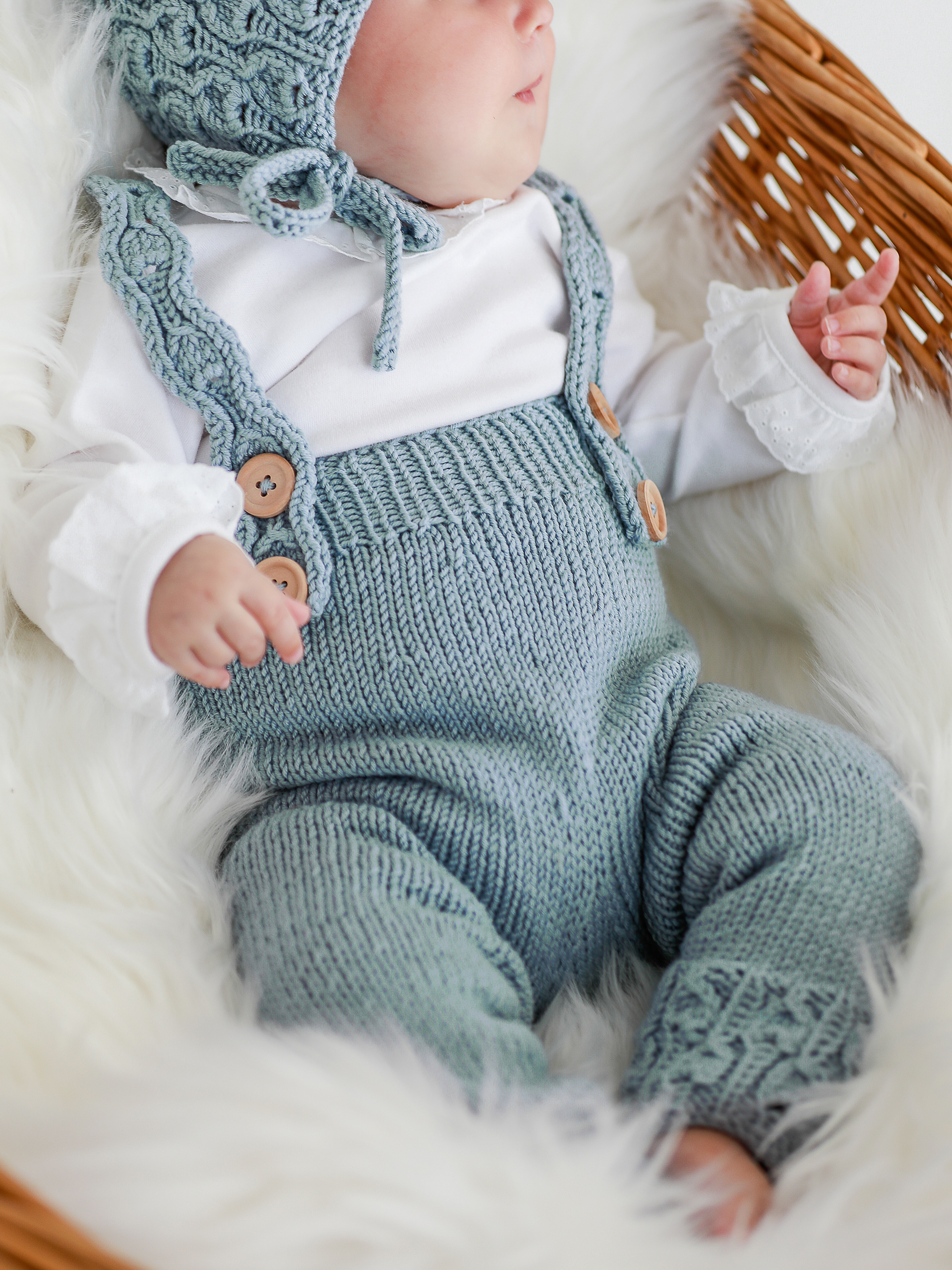 Vugge buksesæt lys petrol