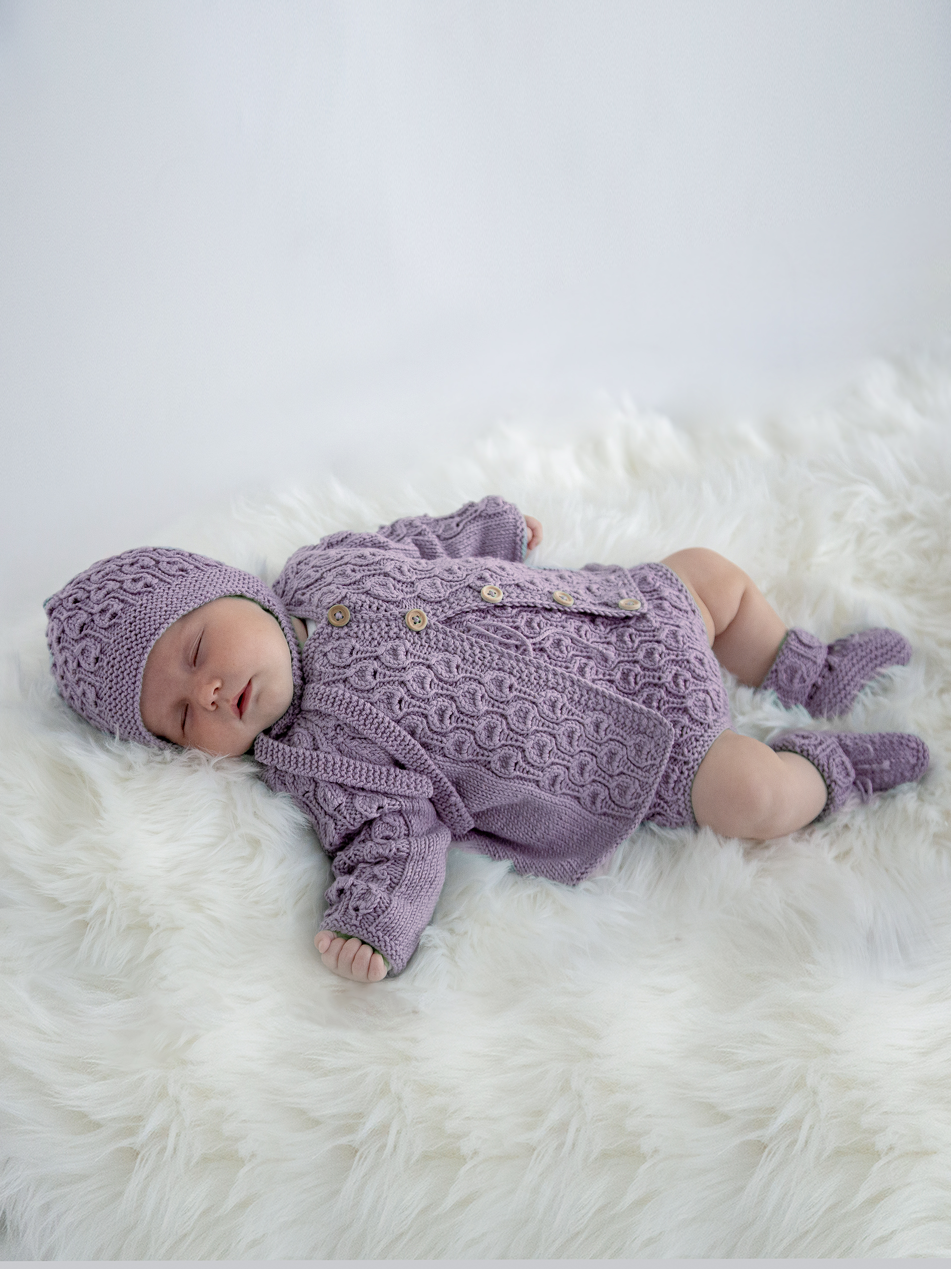 Vugge rompersæt støvet lilla