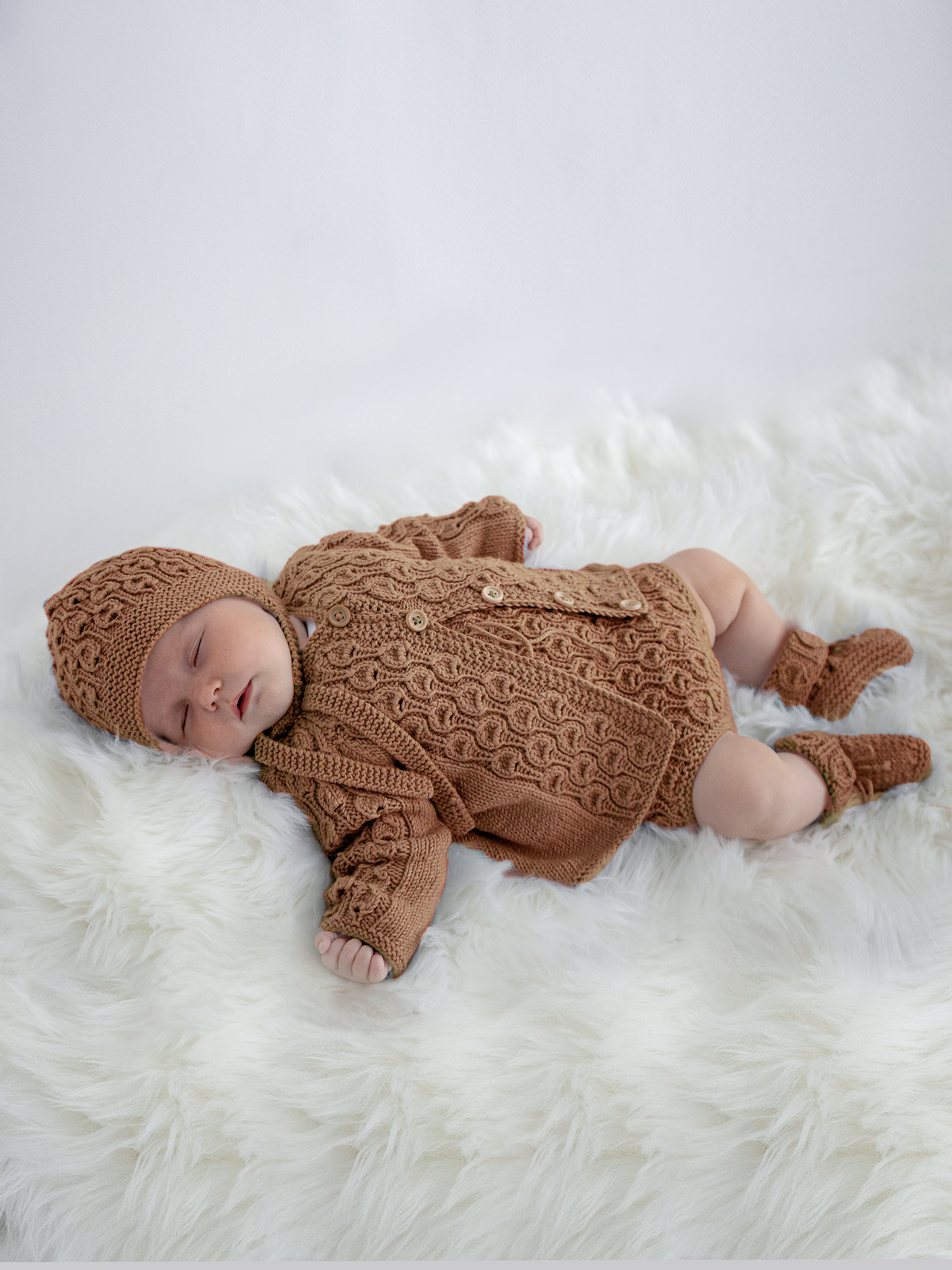 Vugge rompersæt varm beige