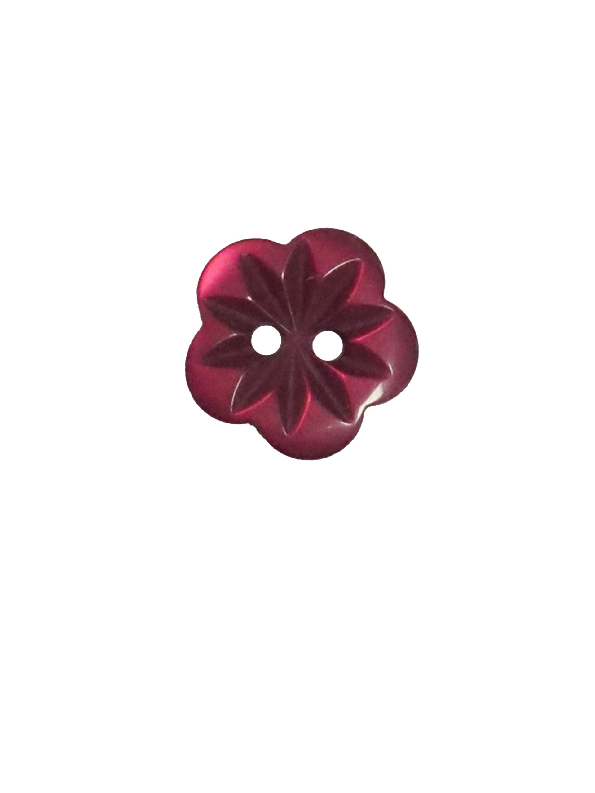 Knap med blomst - 15 mm - Bordeaux