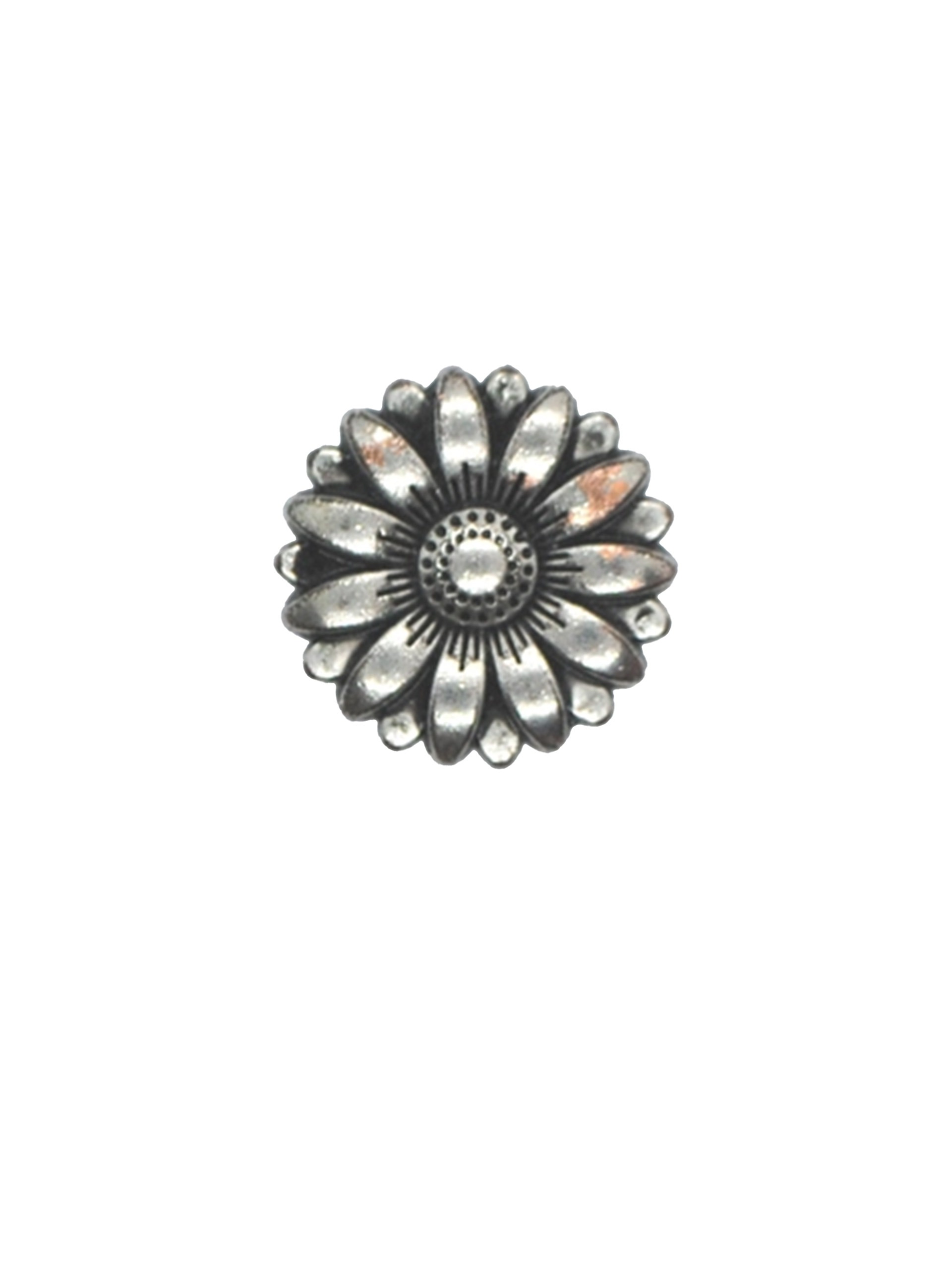Knap - 18 mm - Metalblomst antiksølv