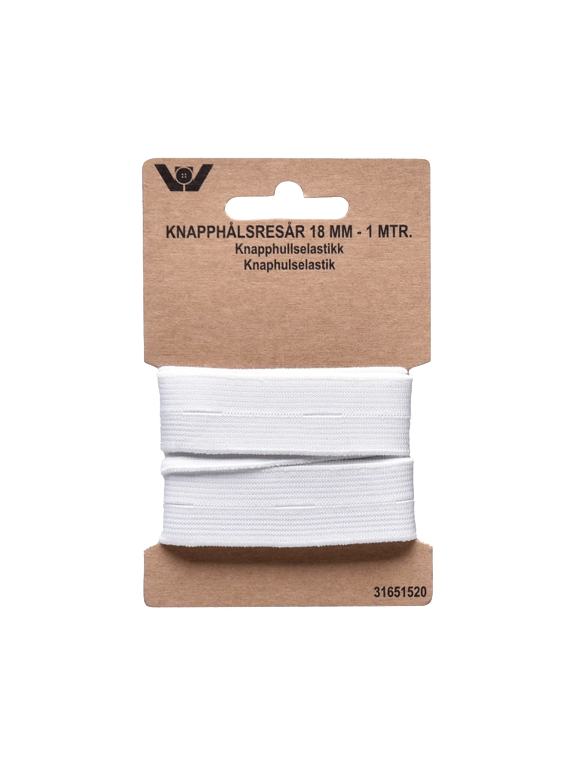 Knaphulselastik - 18 mm - Hvid