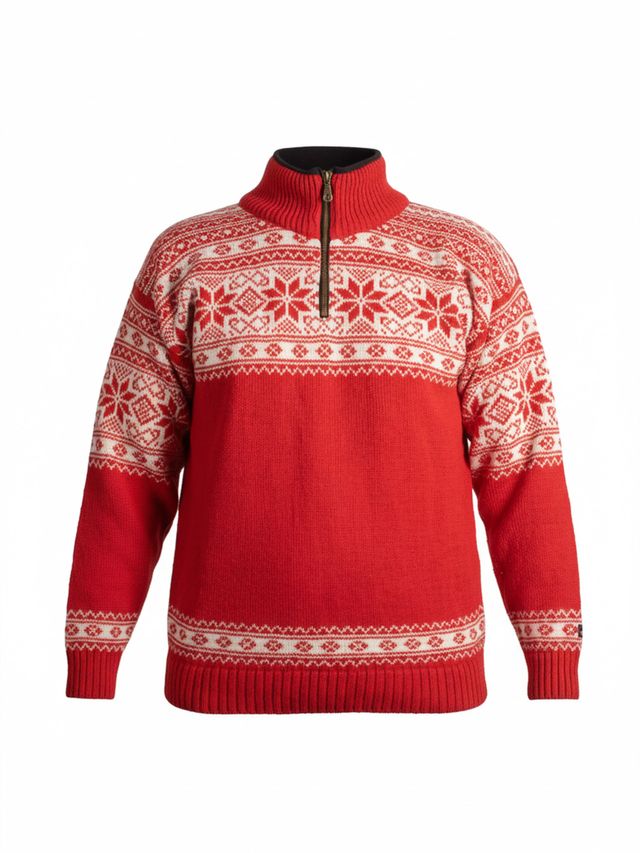 Str. XL - Hygge unisex genser m/zip rød