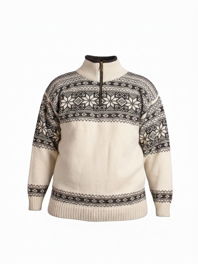 Str. XS - Hygge unisex genser m/zip offwhite