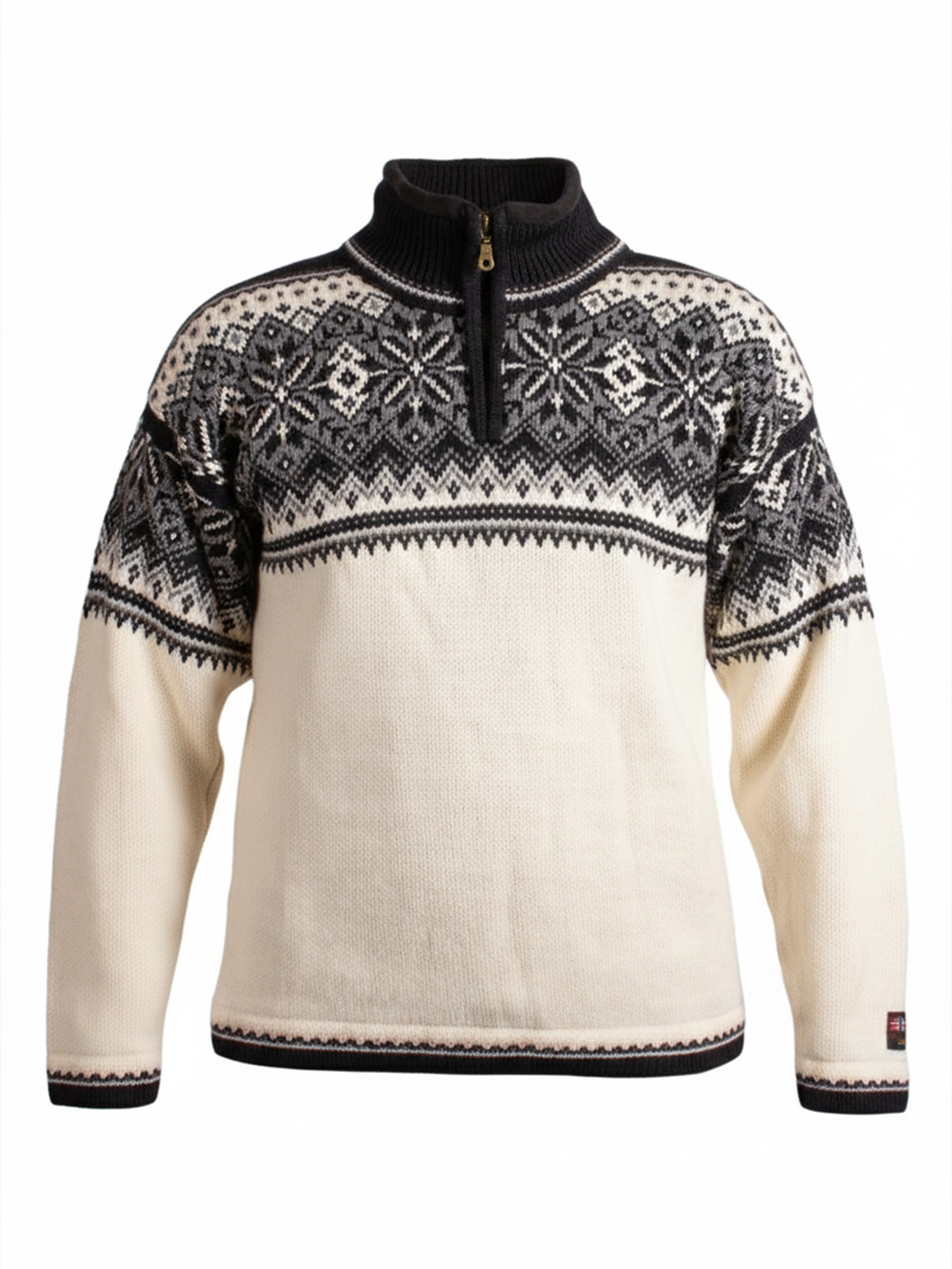 Str. M - Sval unisex genser m/zip offwhite