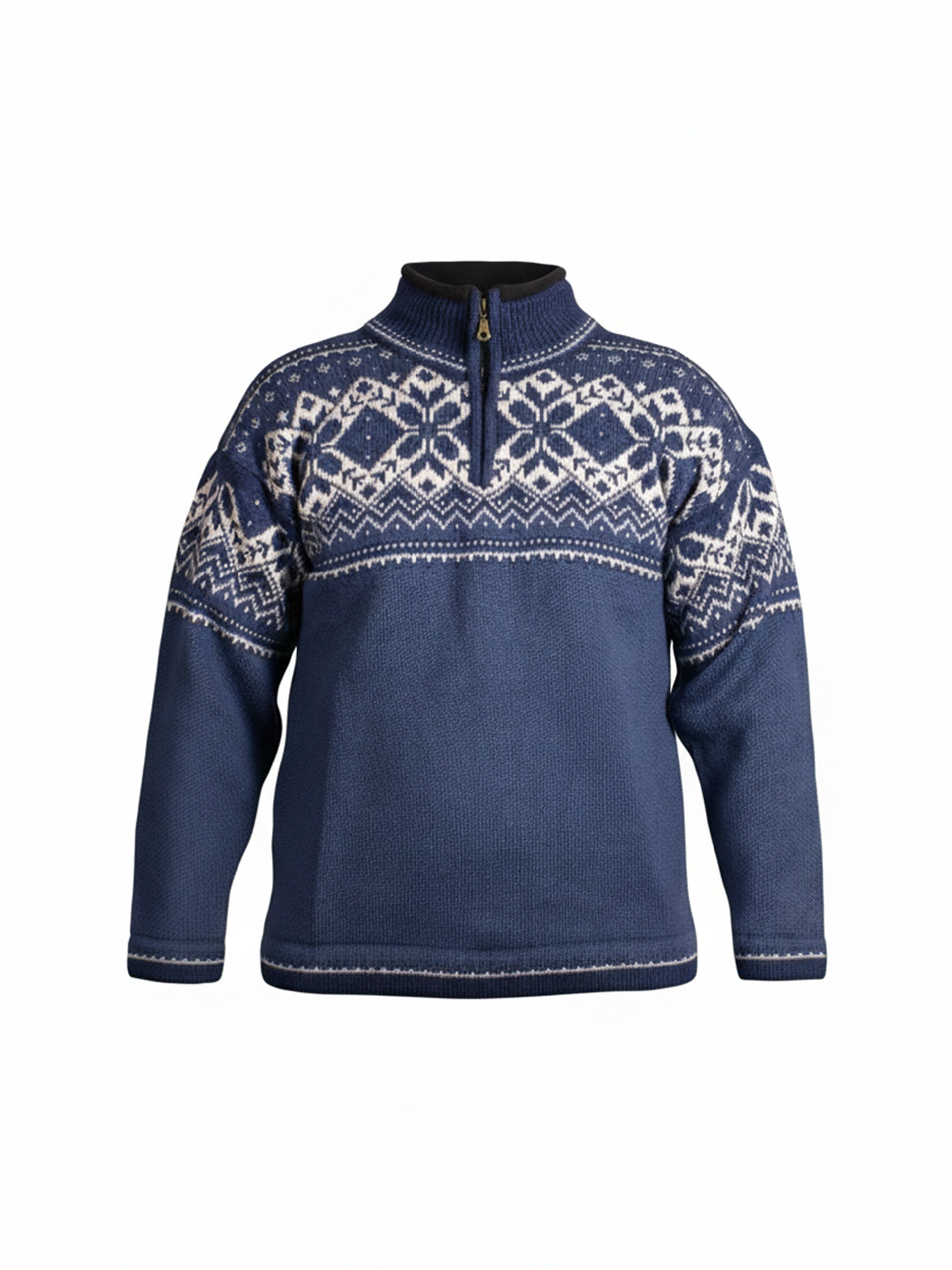 Str. S - Sval unisex genser m/zip blå