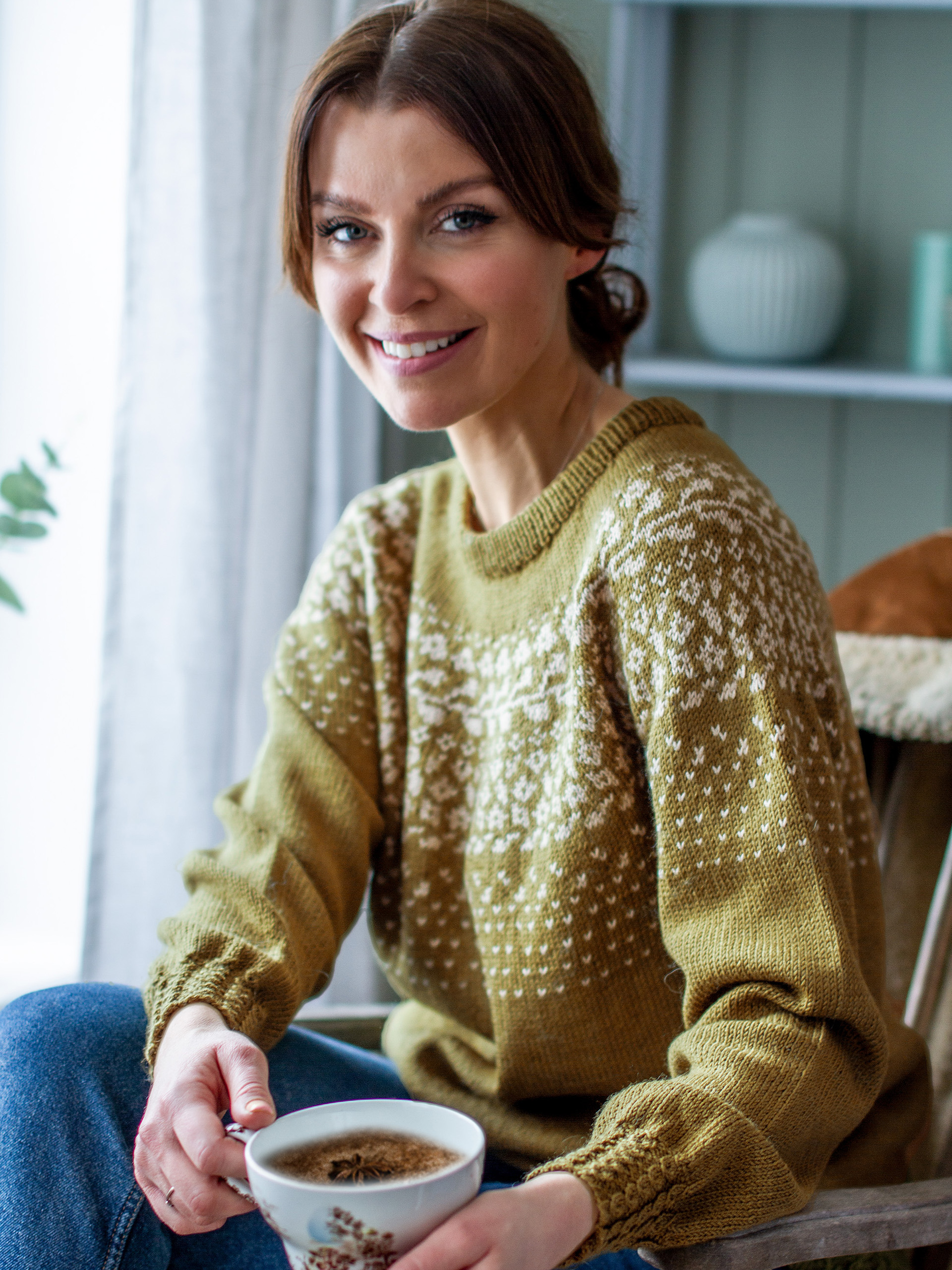 BLOMSTRING genser sennep (Woolevo)