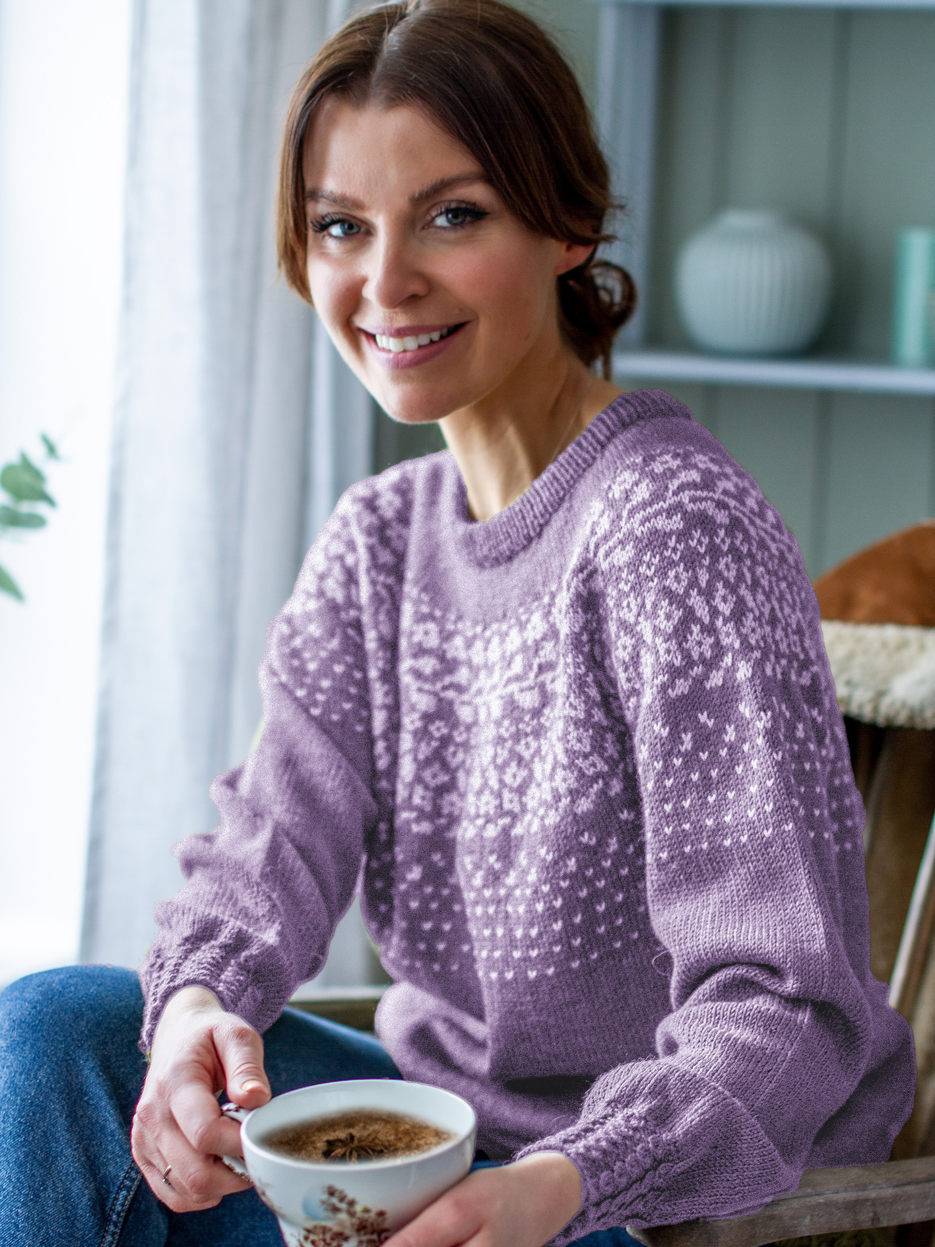 BLOMSTRING genser støvet lilla (Woolevo)