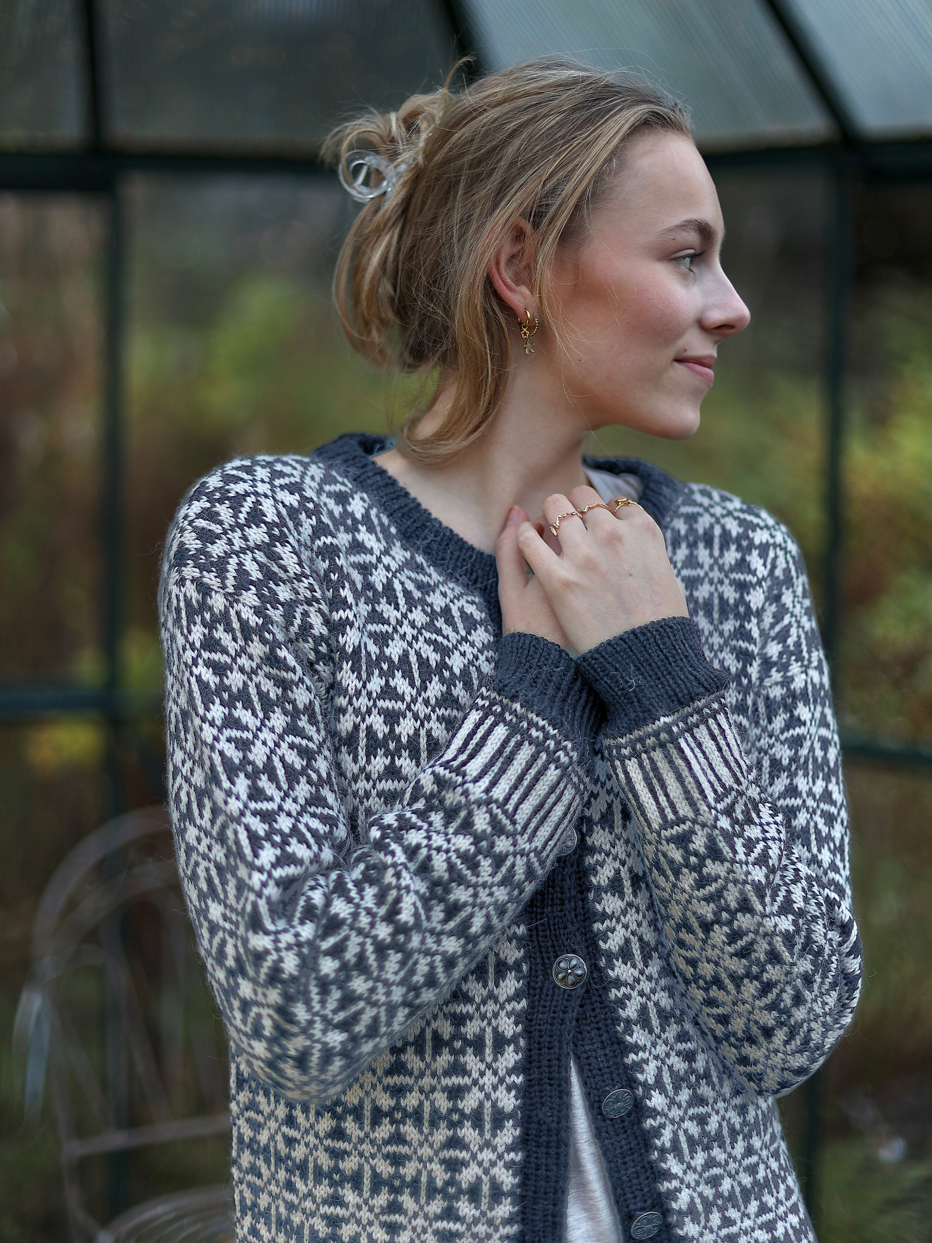 GYDA jakke gråblå/lys beige