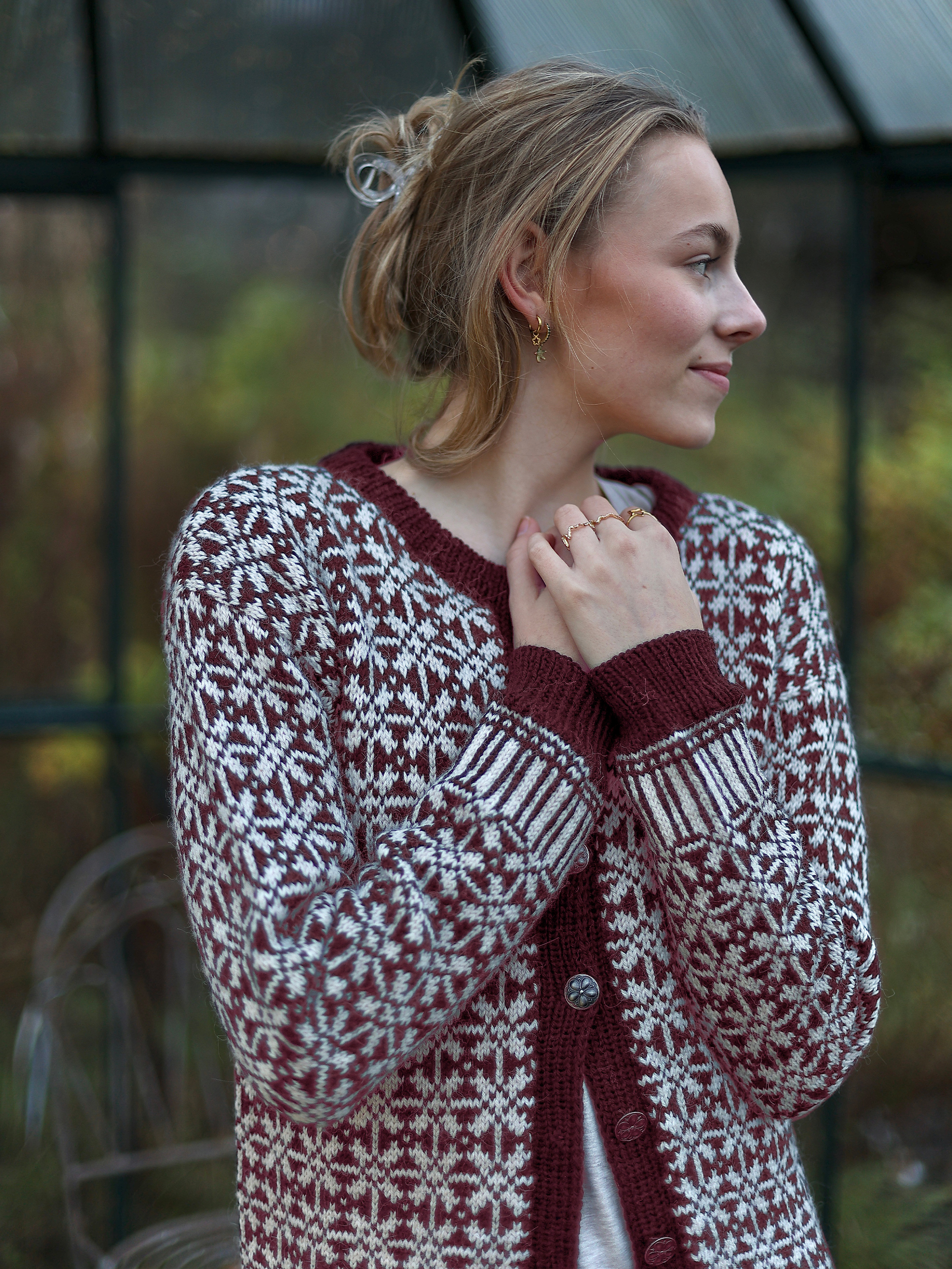 GYDA jakke vinrød/lys beige