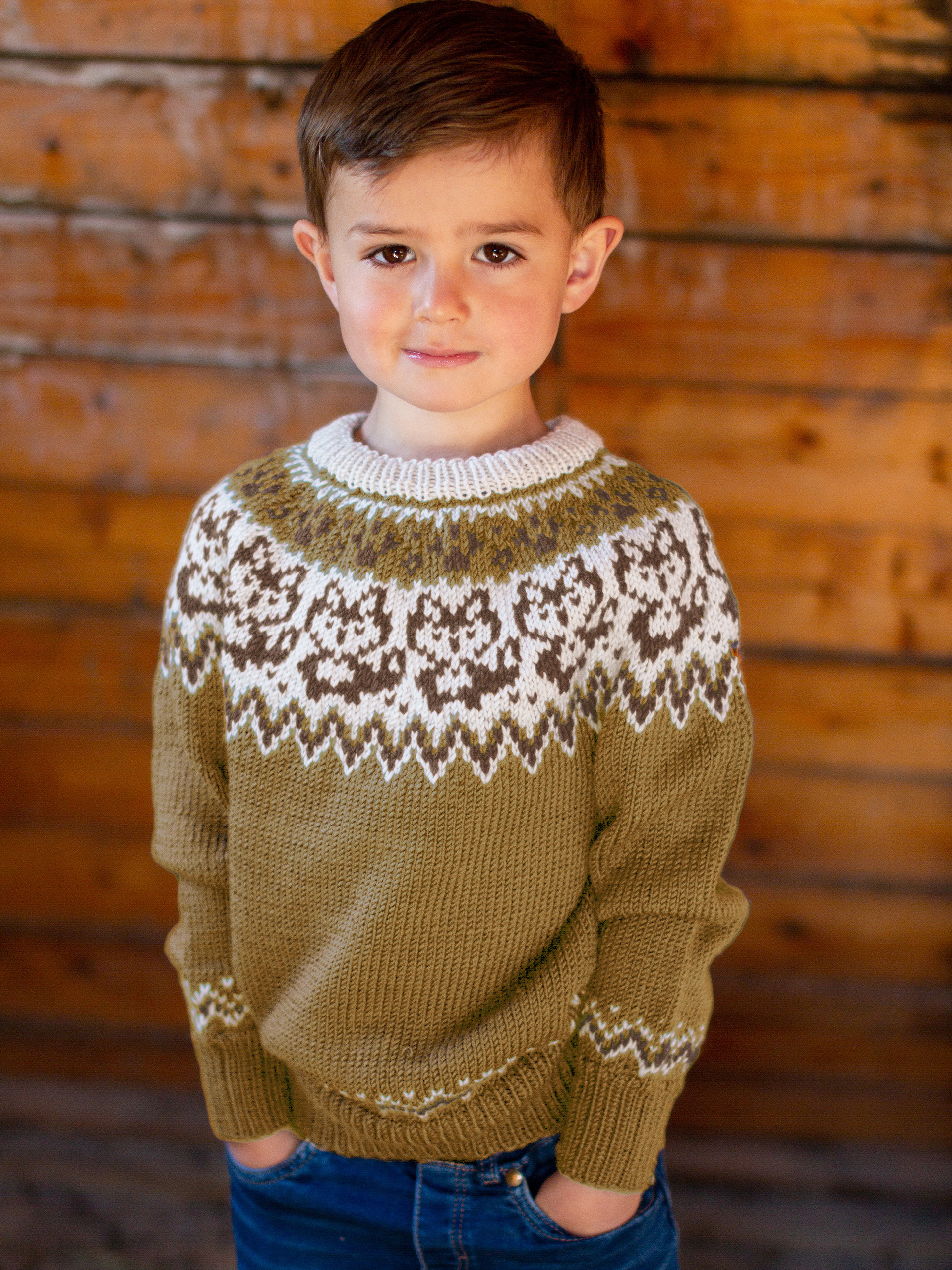 LURING genser og lue sennep (Woolevo)