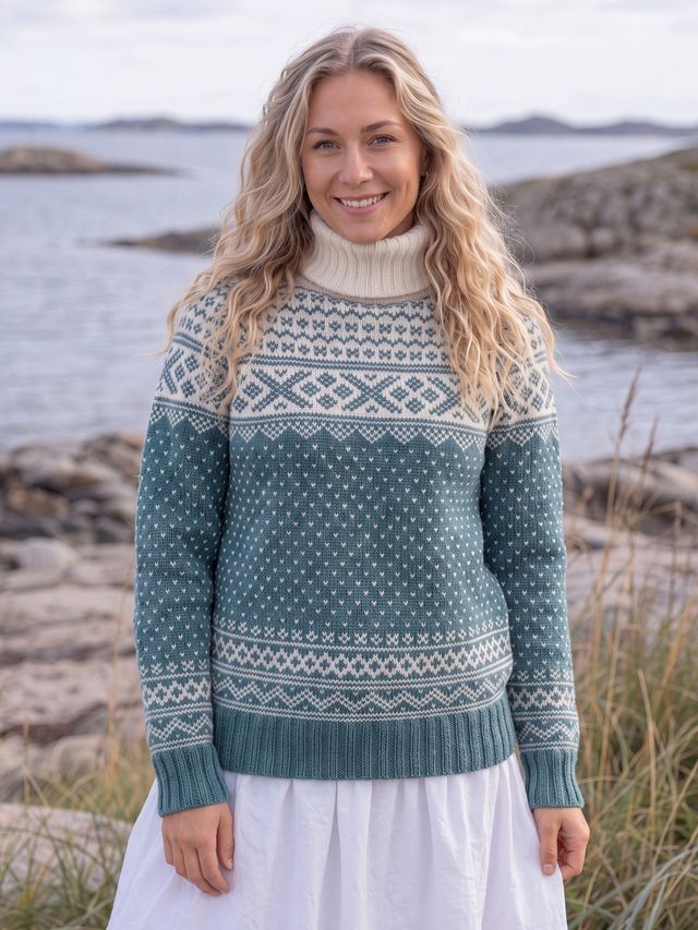 SETESDAL genser unisex mørk havgrøn