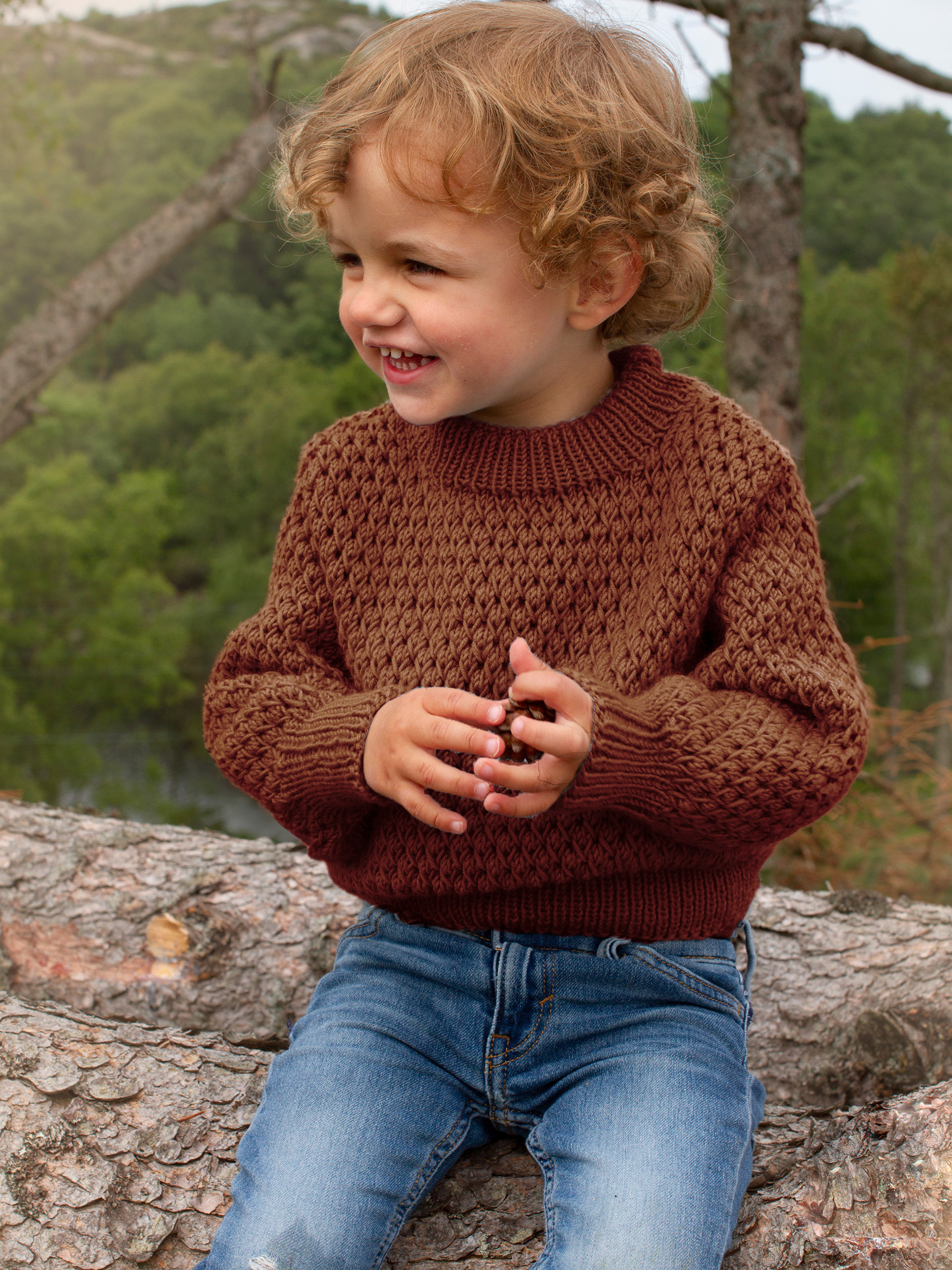 STAVA genser ensfarget rustbrun (Woolevo)