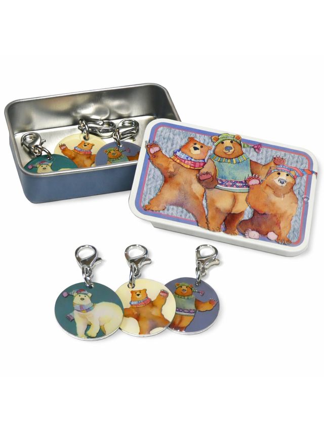 Maskemarkører med metaldåse – Uldklædte bjørne