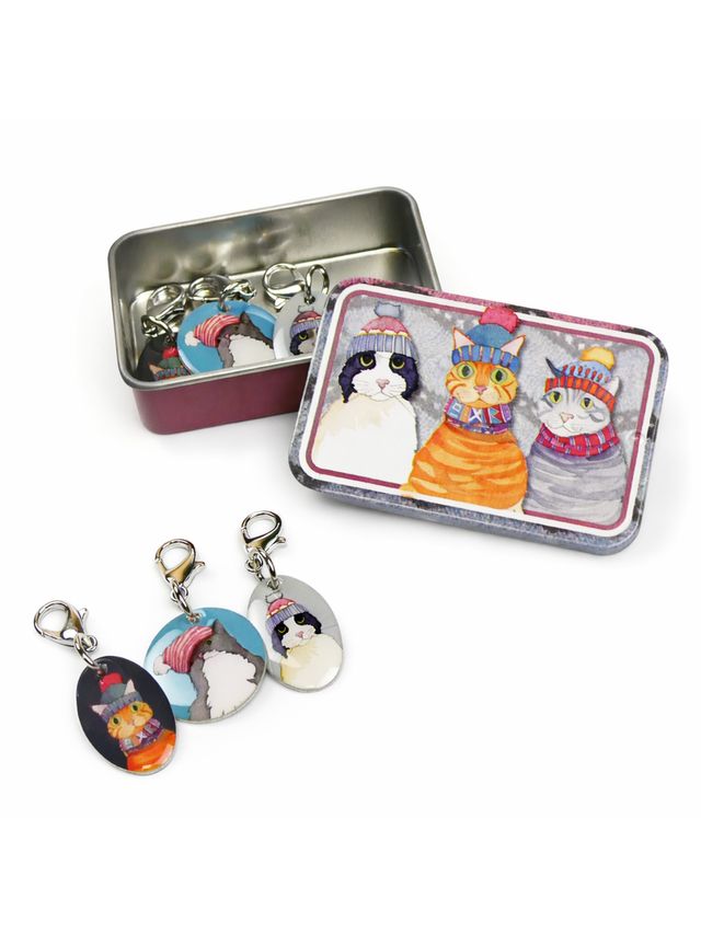 Maskemarkører med metaldåse – Katte med hue