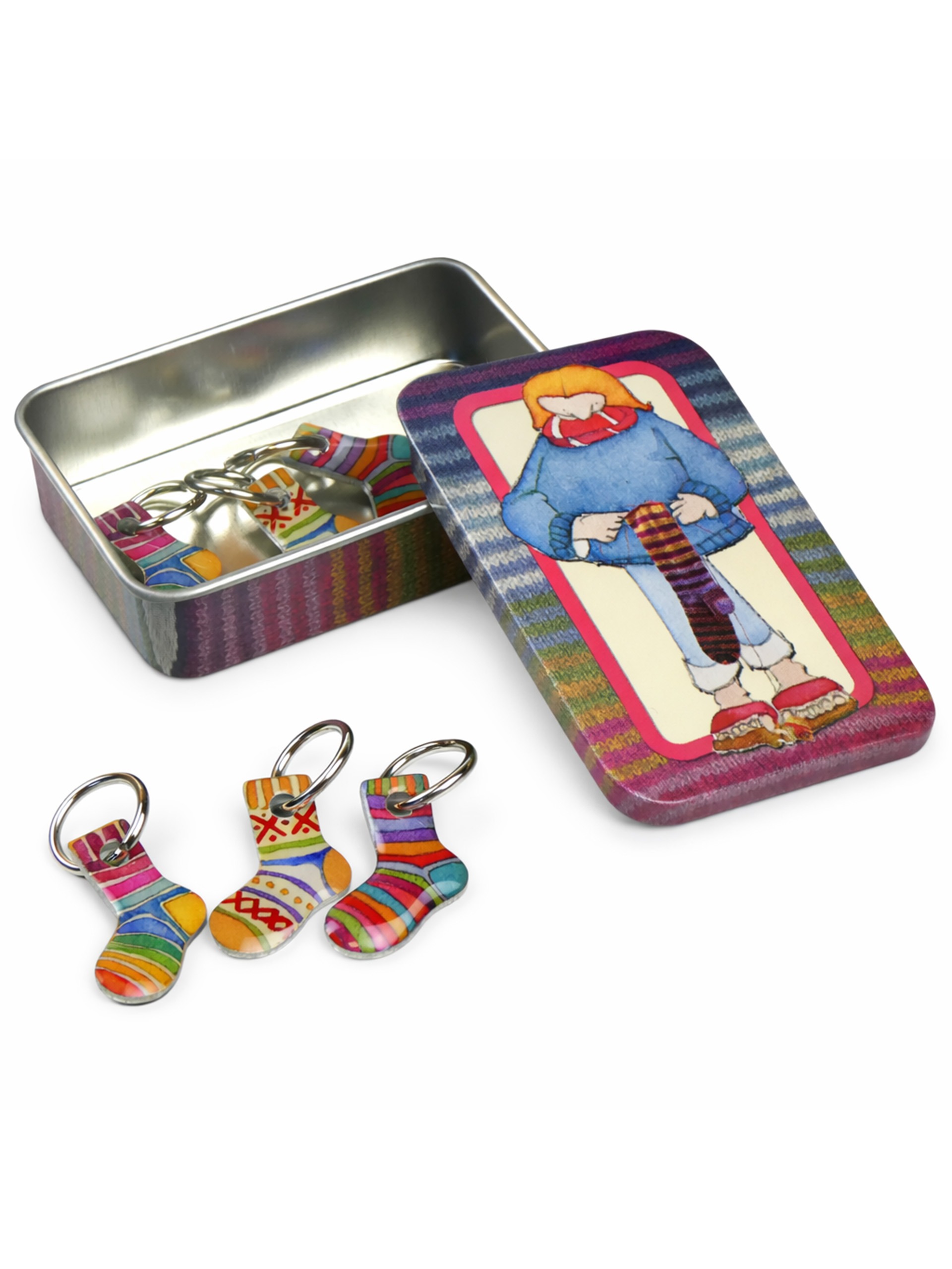 Maskemarkører med metaldåse – Strikkede sokker