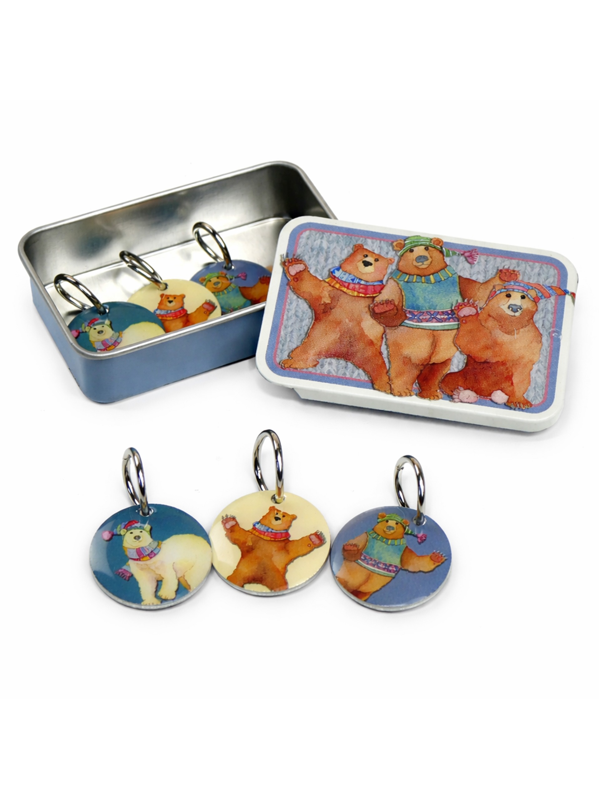 Maskemarkører med metaldåse – Uldklædte bjørne