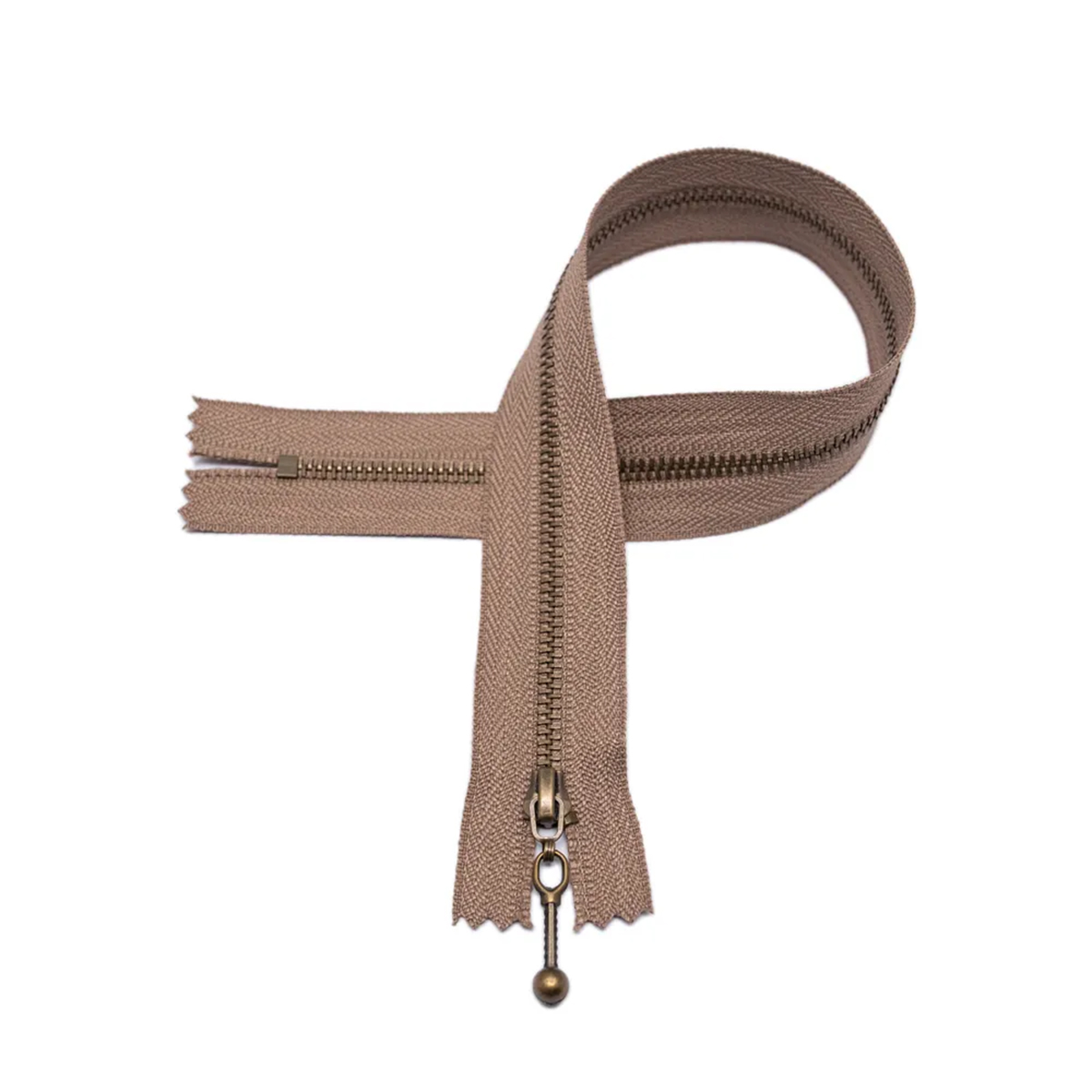 Glidelås - brun - 18cm