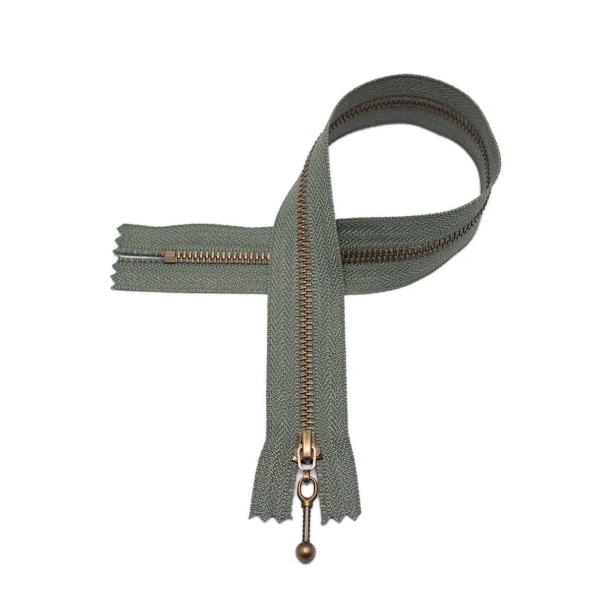 Glidelås - oliven - 35cm